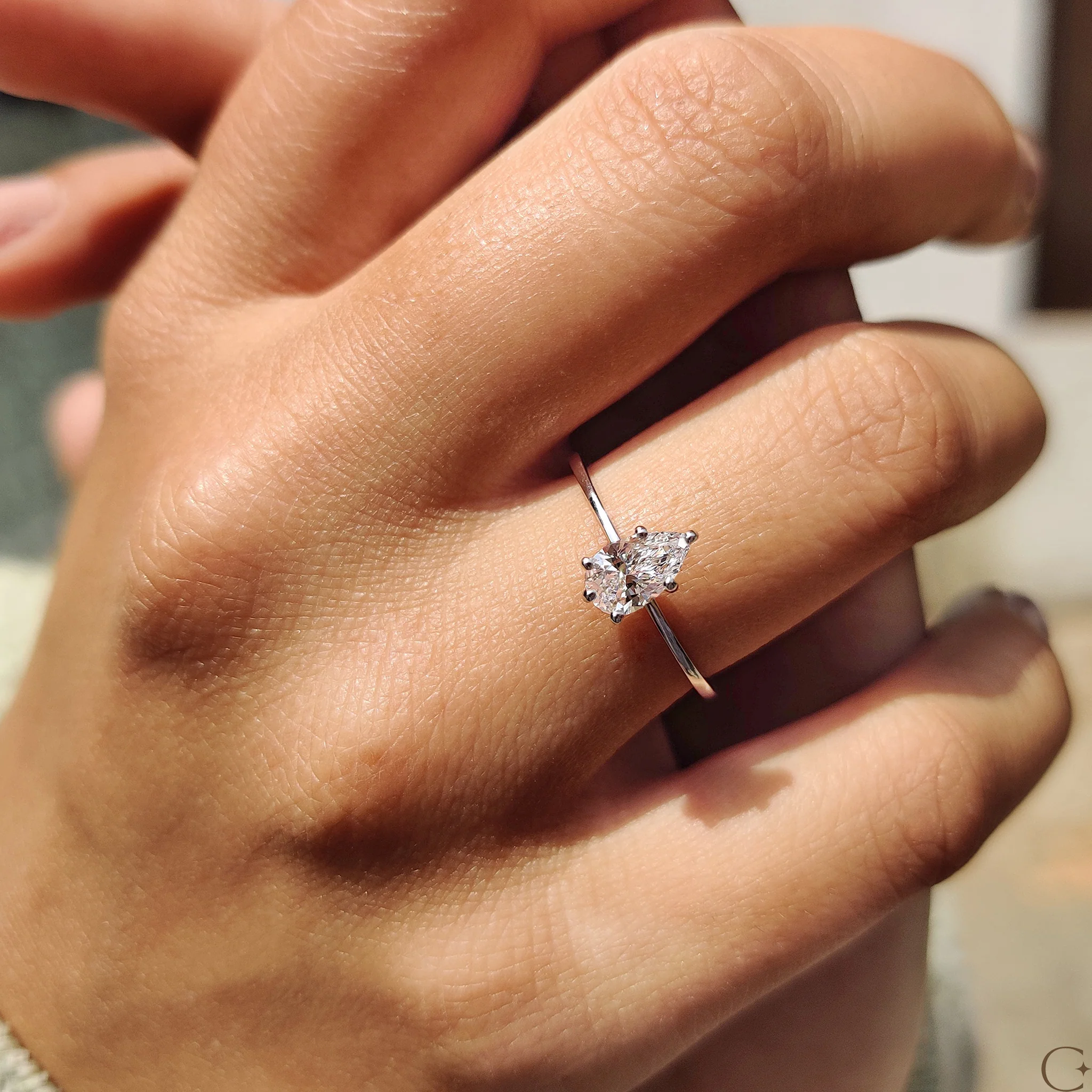 Pear Shaped Diamond Ring In Solitaire Style - Image 6