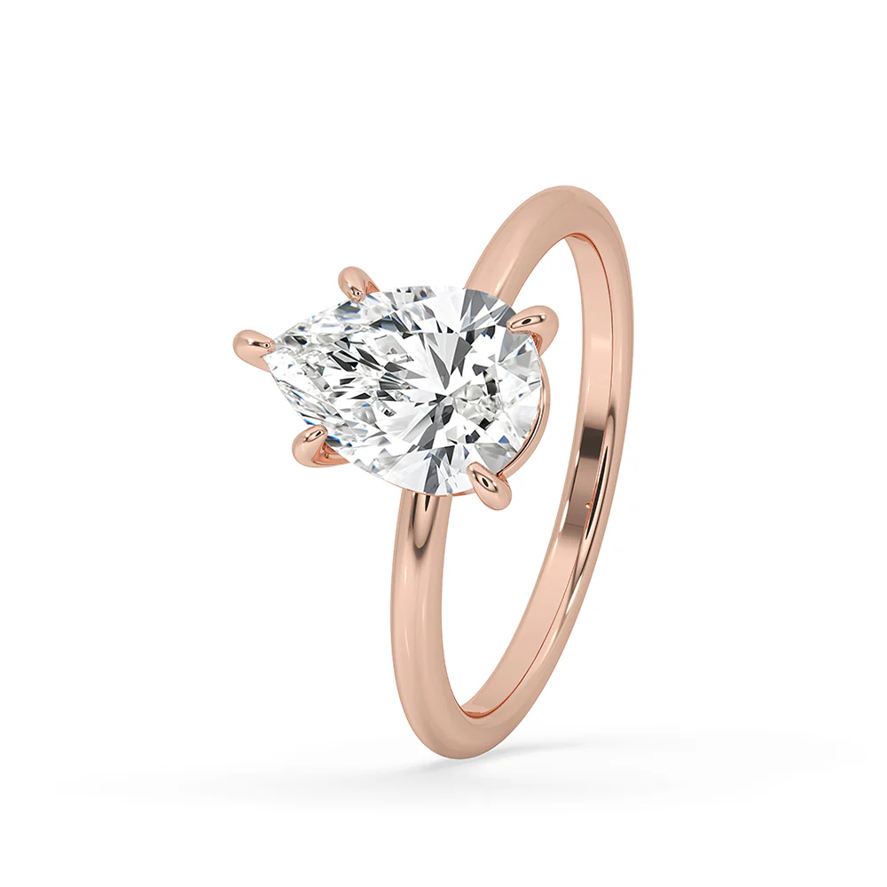 Pear Shaped Diamond Ring - Solitaire Rose Gold - Image 2