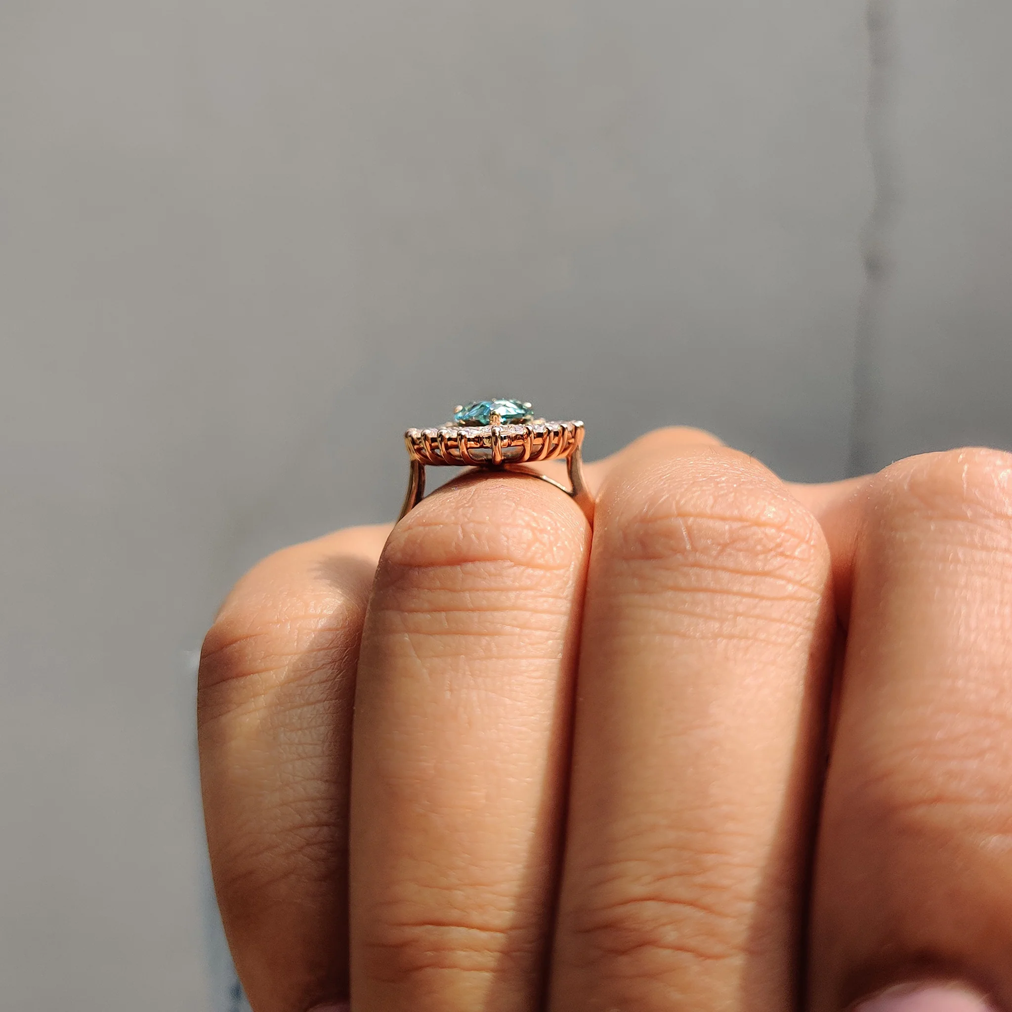 Pear Shaped Engagement Ring In Cyan Blue Stone - Image 5
