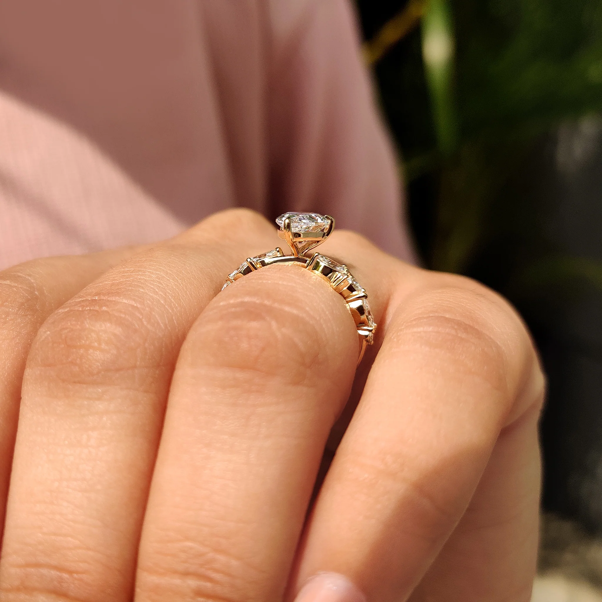 Nature Inspired Pear Shaped Engagement Ring - Image 4