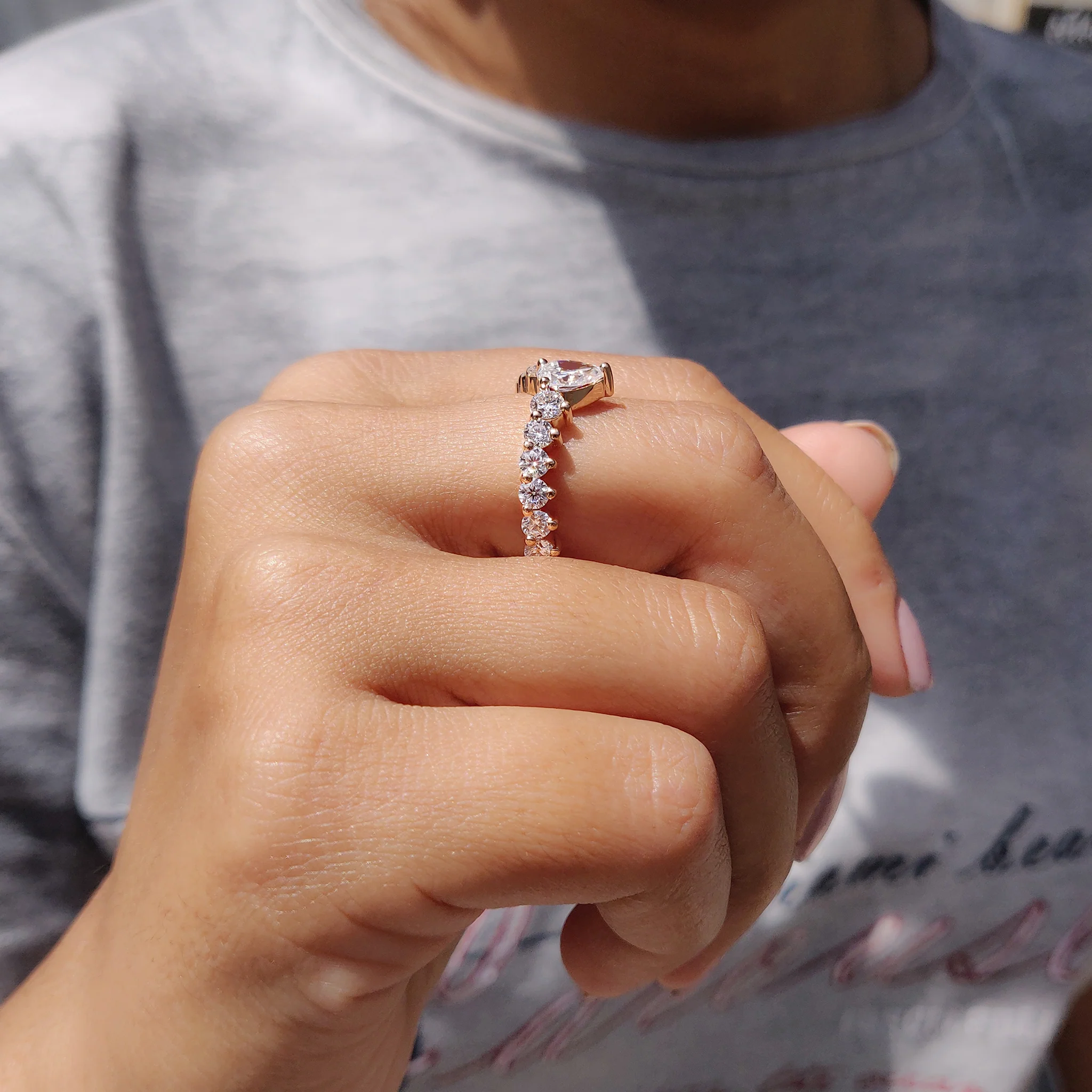 Pear Shaped Wedding Band In Tiara Style - Image 3