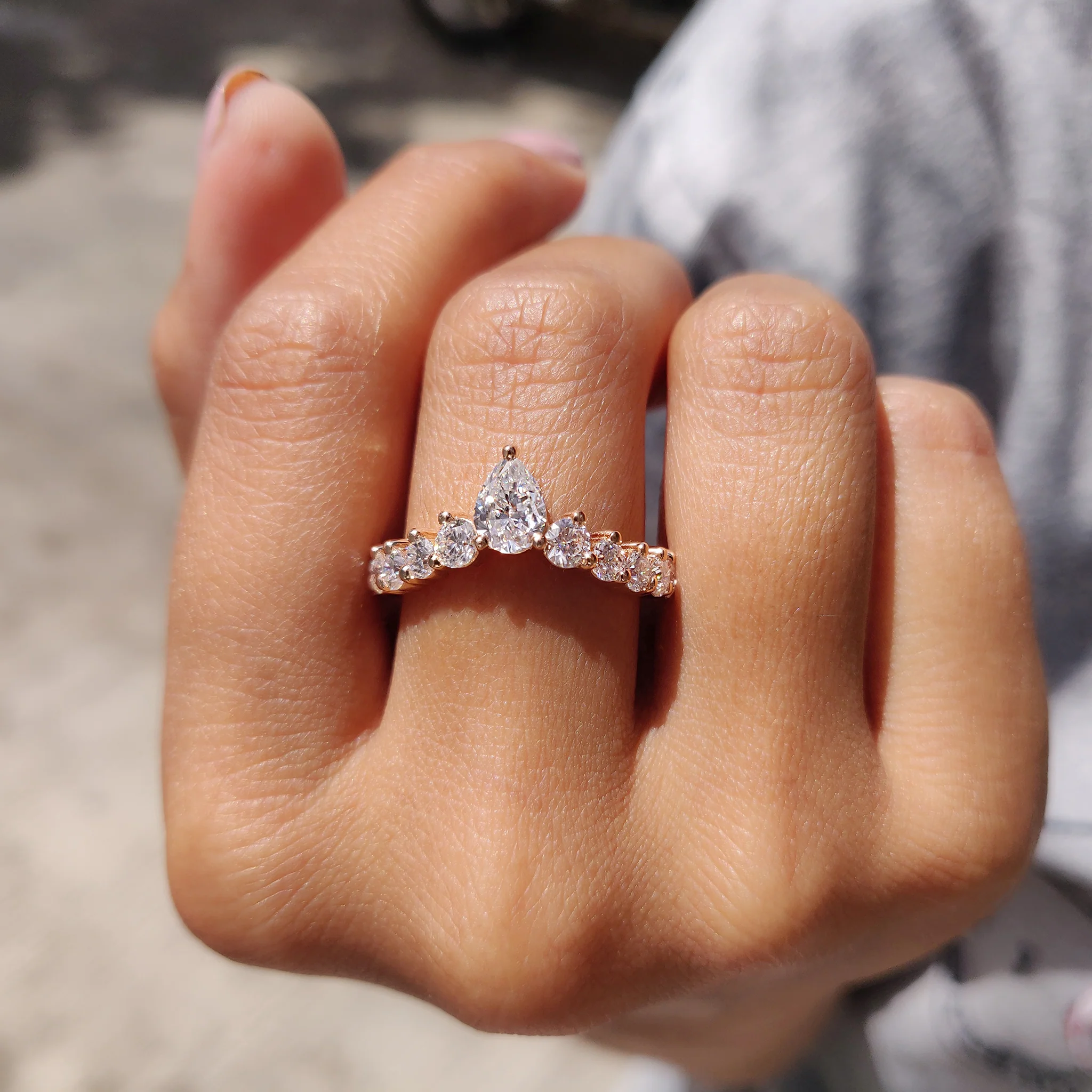 Pear Shaped Wedding Band In Tiara Style - Image 5