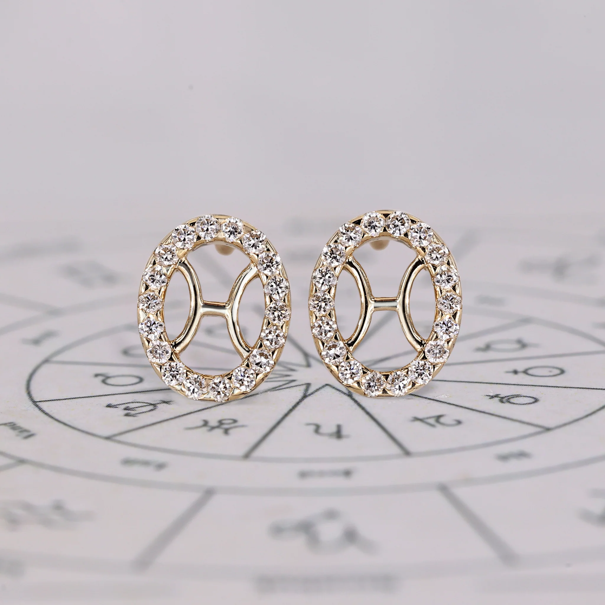 Pisces Earrings in Stud Halo Design
