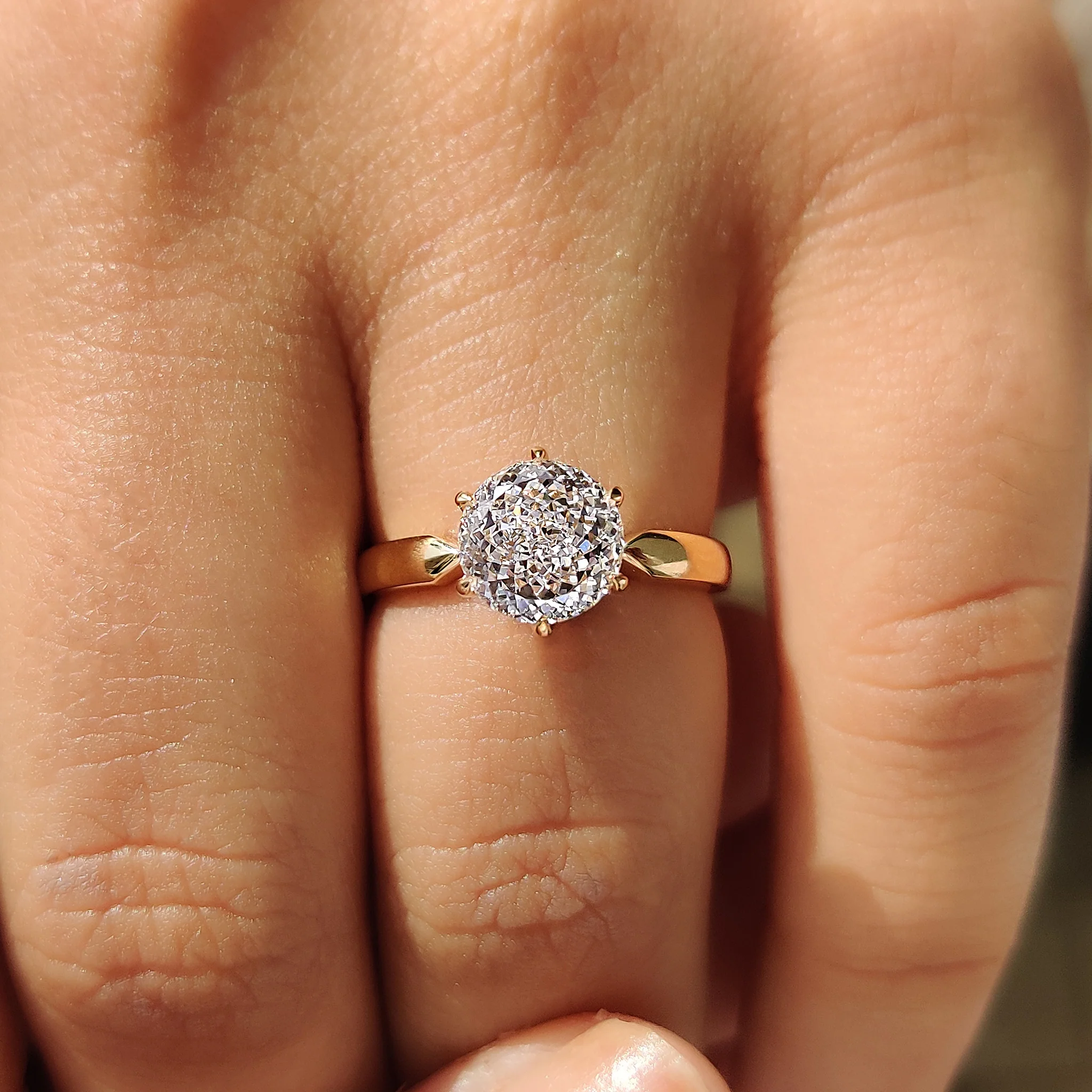 Portuguese Cut Diamond Ring With Tulip Setting - Image 3