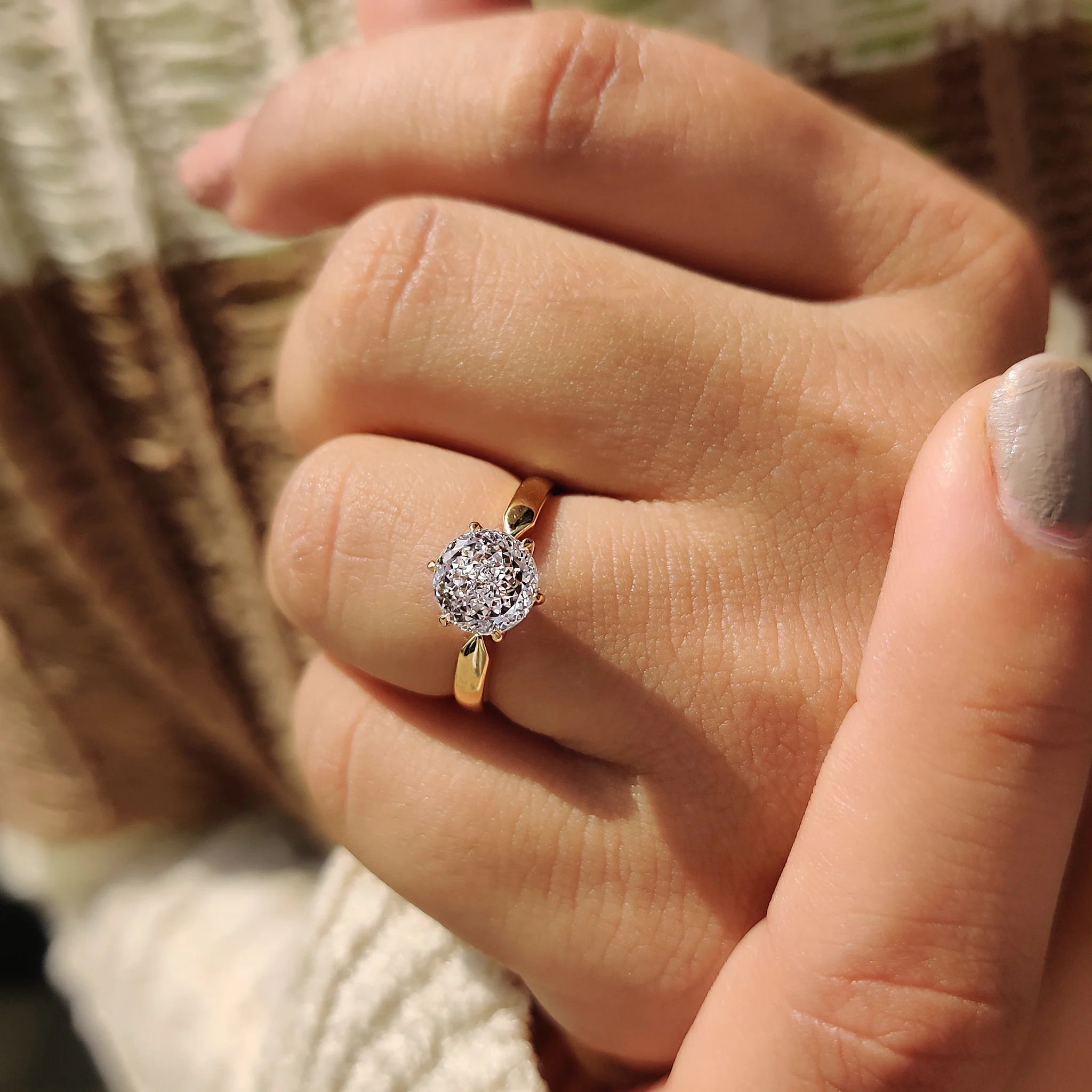 Portuguese Cut Diamond Ring With Tulip Setting - Image 6