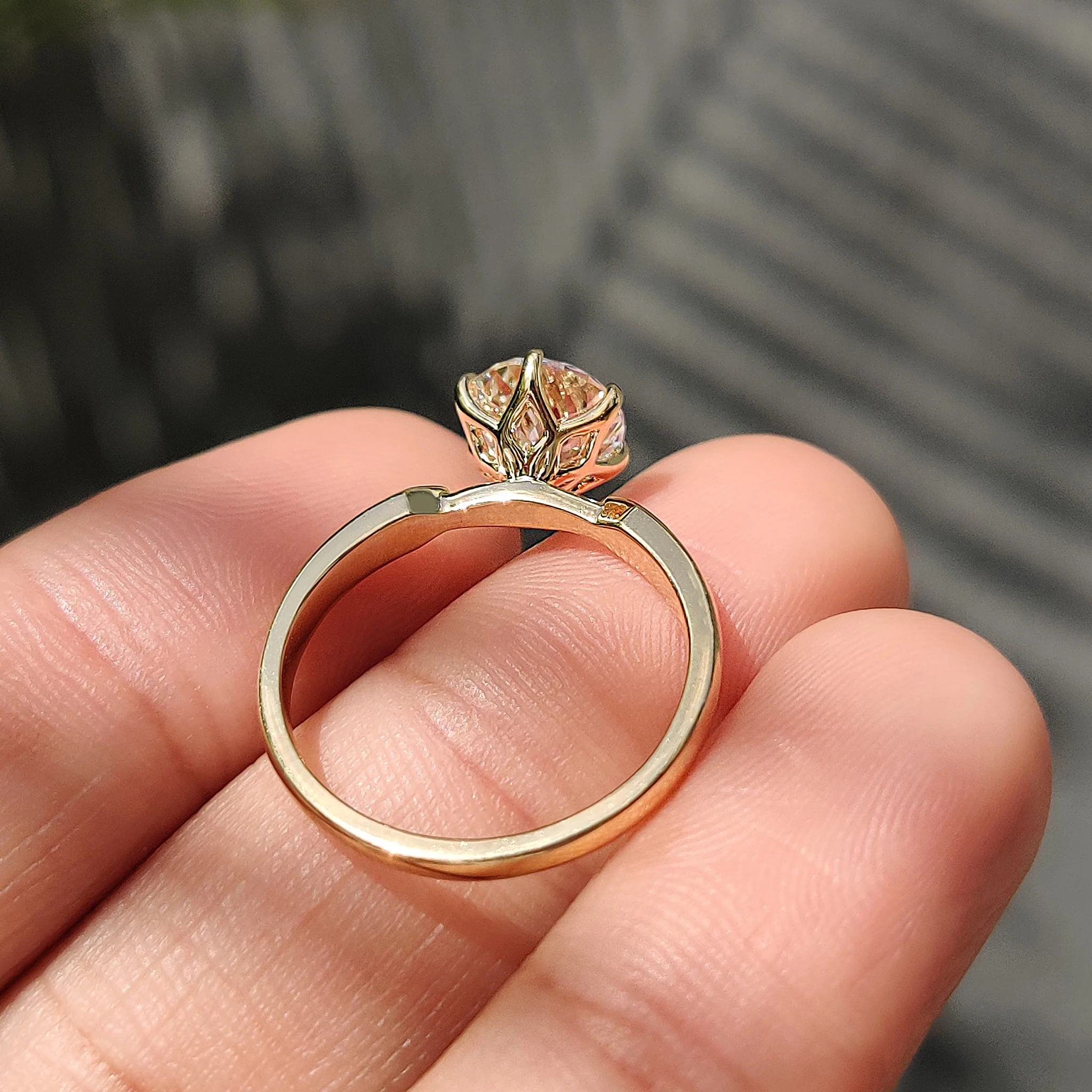 Portuguese Cut Diamond Ring With Tulip Setting - Image 8