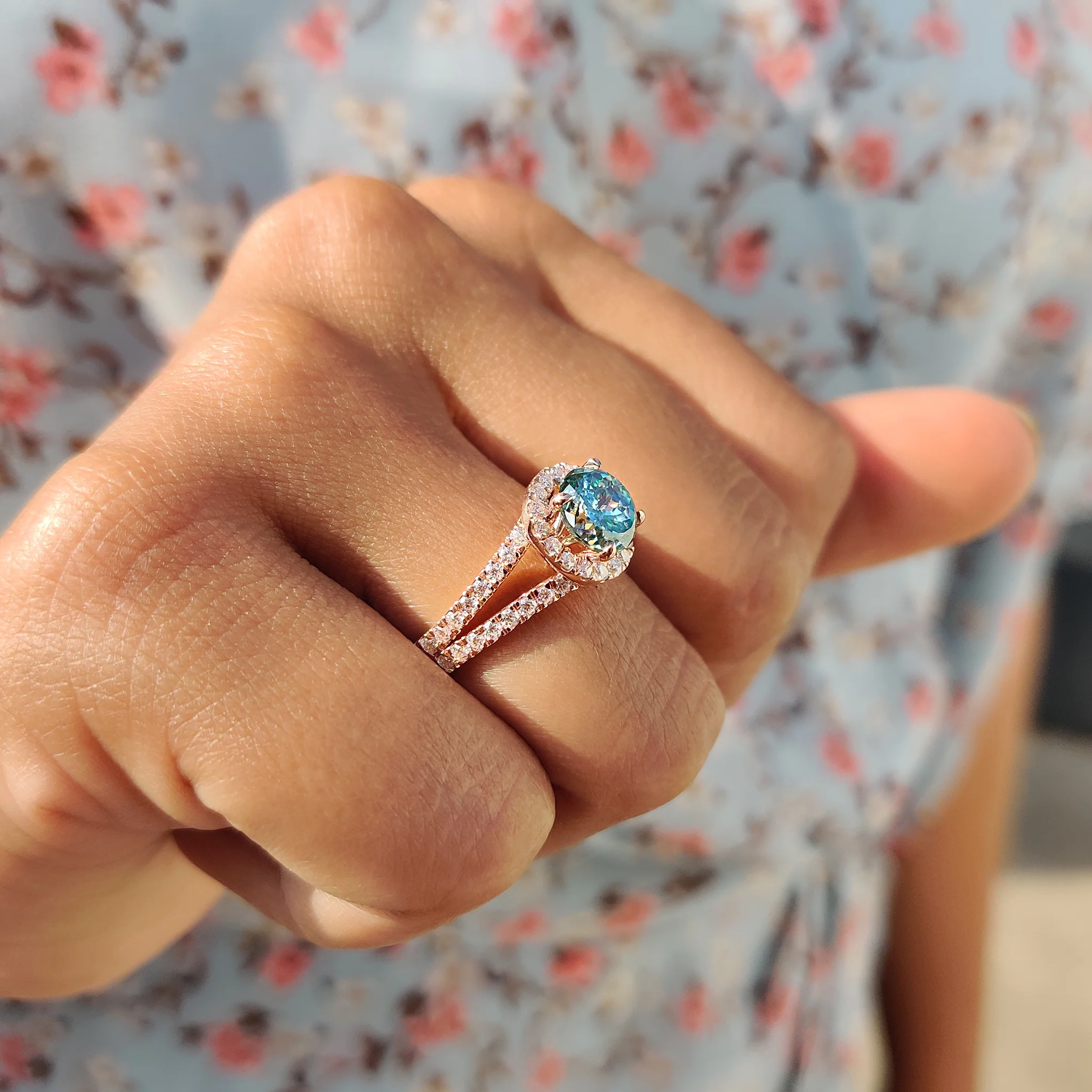 Portuguese Cut Engagement Ring With Halo Style - Image 7