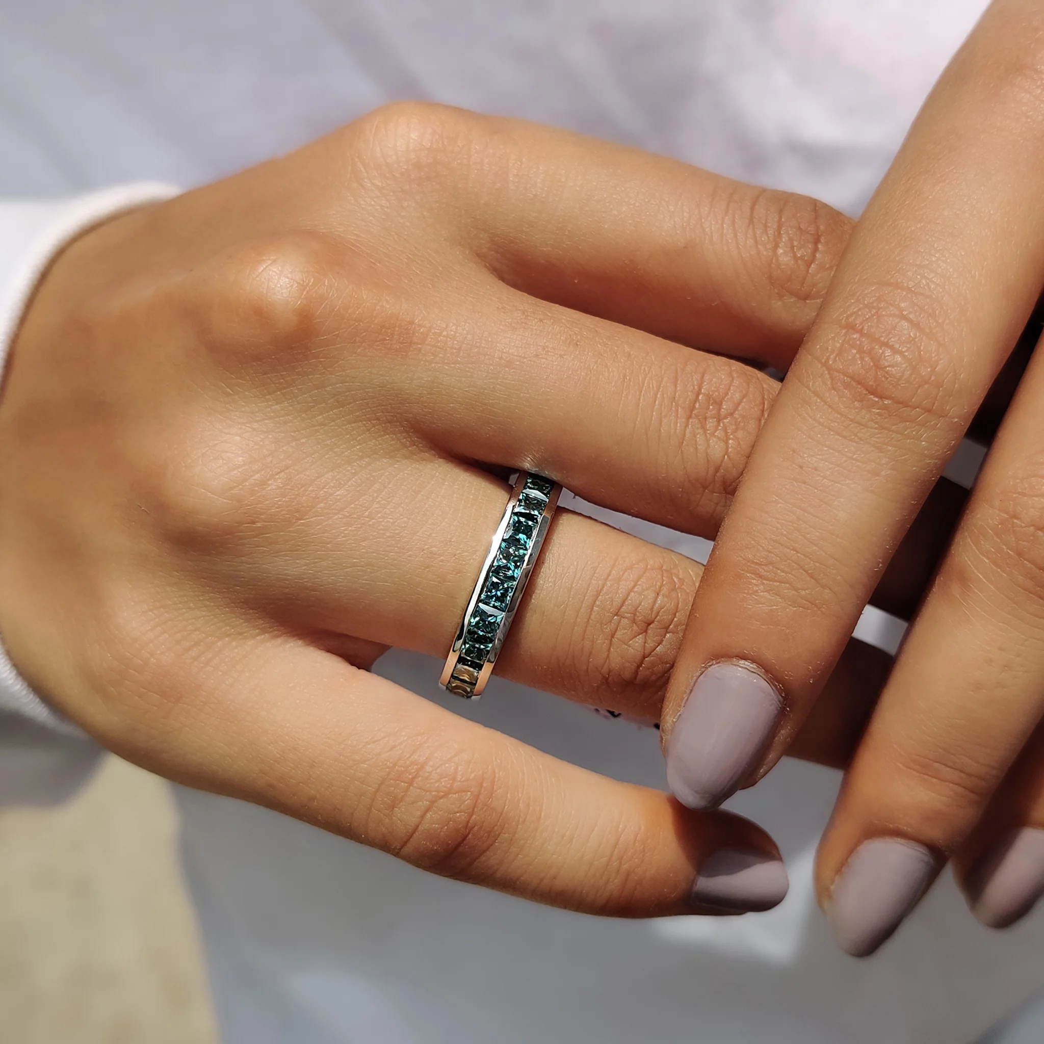 Princess Cut Channel Set Wedding Band - Image 2