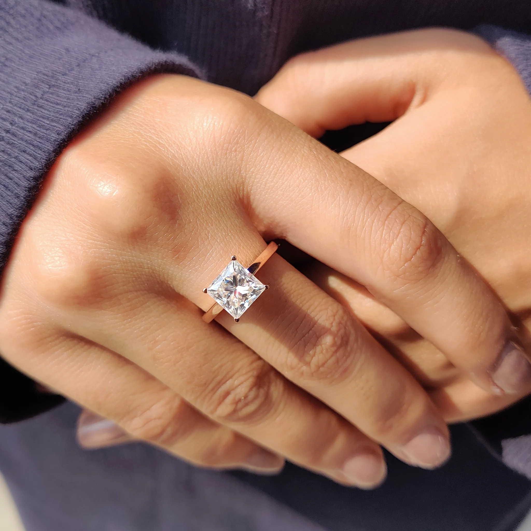 Princess Cut Engagement Ring In Solitaire Setting - Image 3