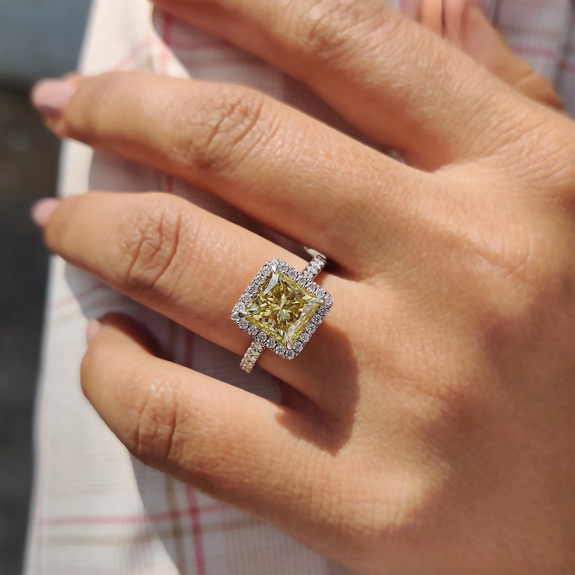 Princess Cut Moissanite Ring In Hidden Halo Style - Image 5