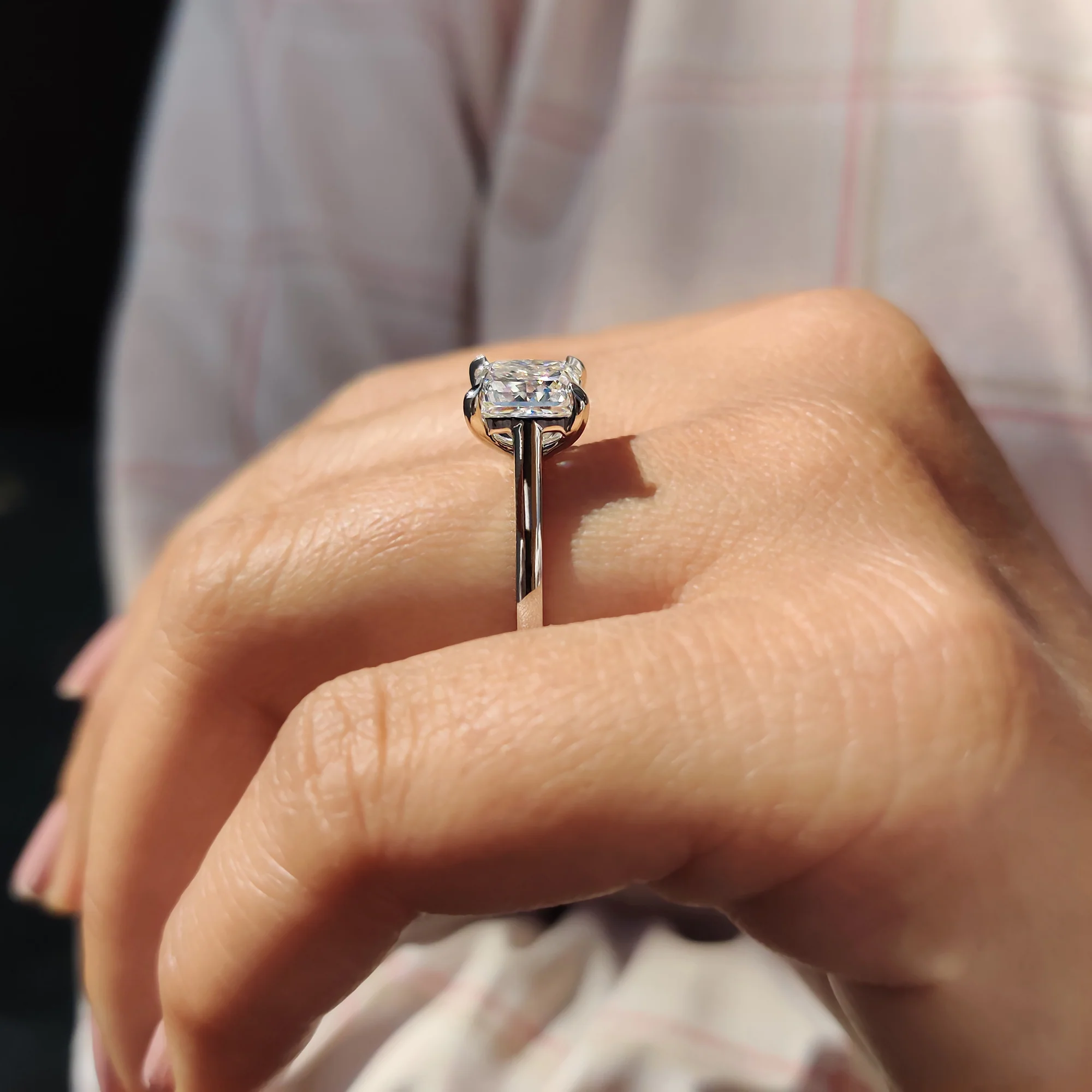 Princess Cut Solitaire Ring in a Cathedral Setting - Image 4