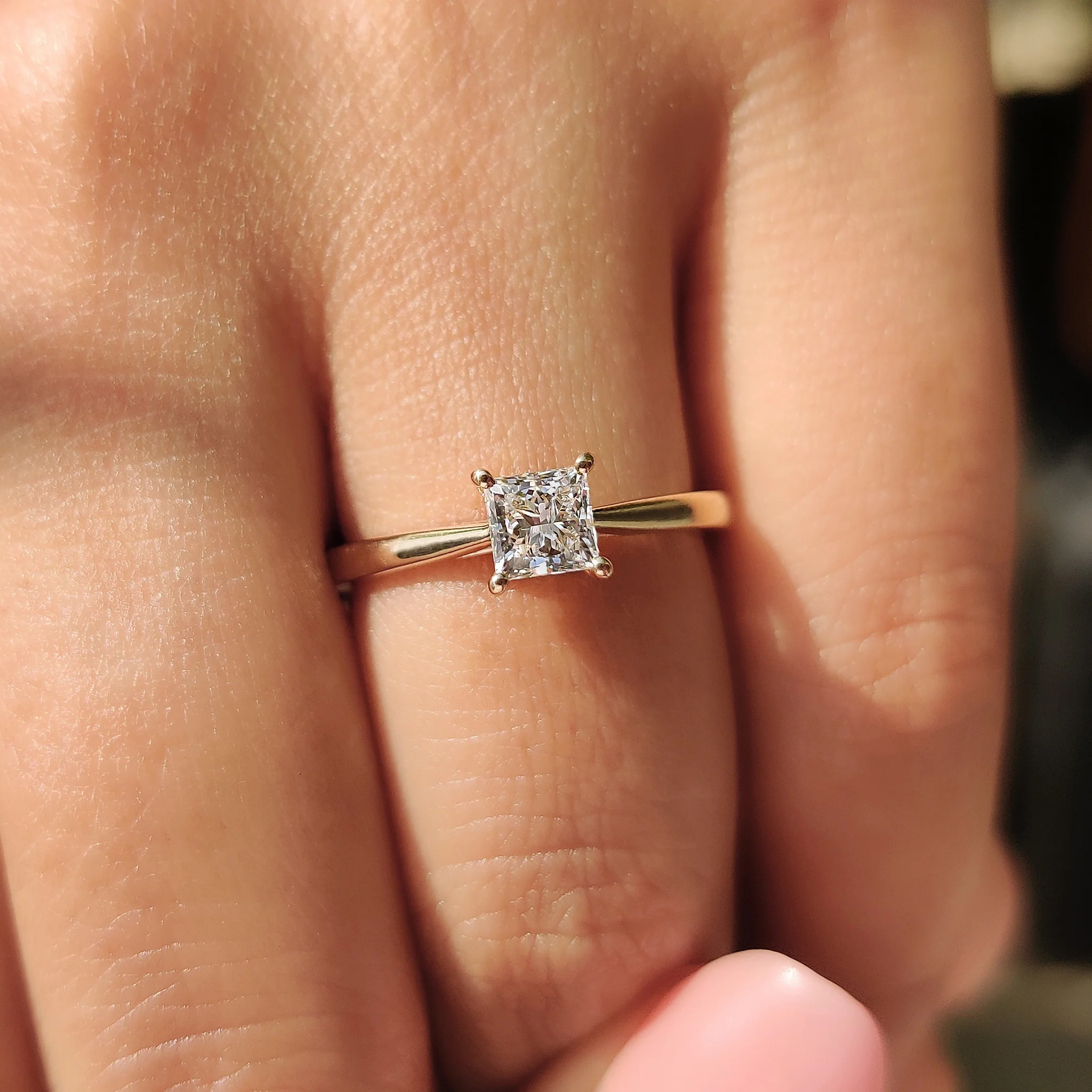Princess Cut Solitaire Diamond Ring With Cathedral Setting - Image 5