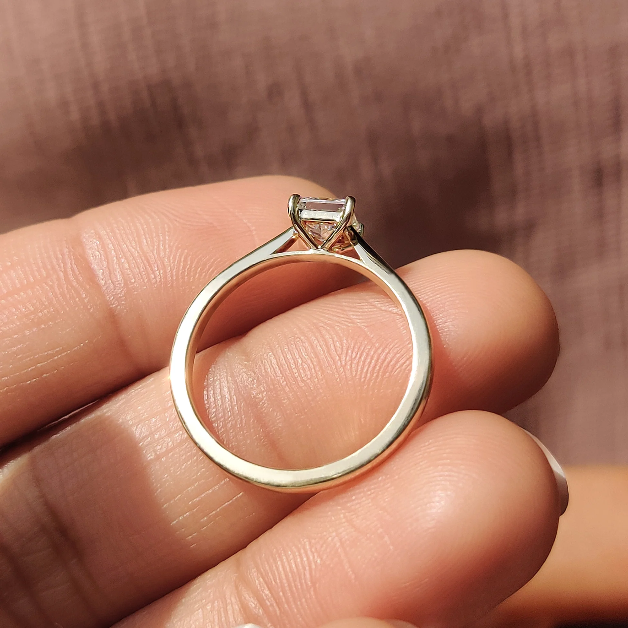 Princess Cut Solitaire Diamond Ring With Cathedral Setting - Image 8
