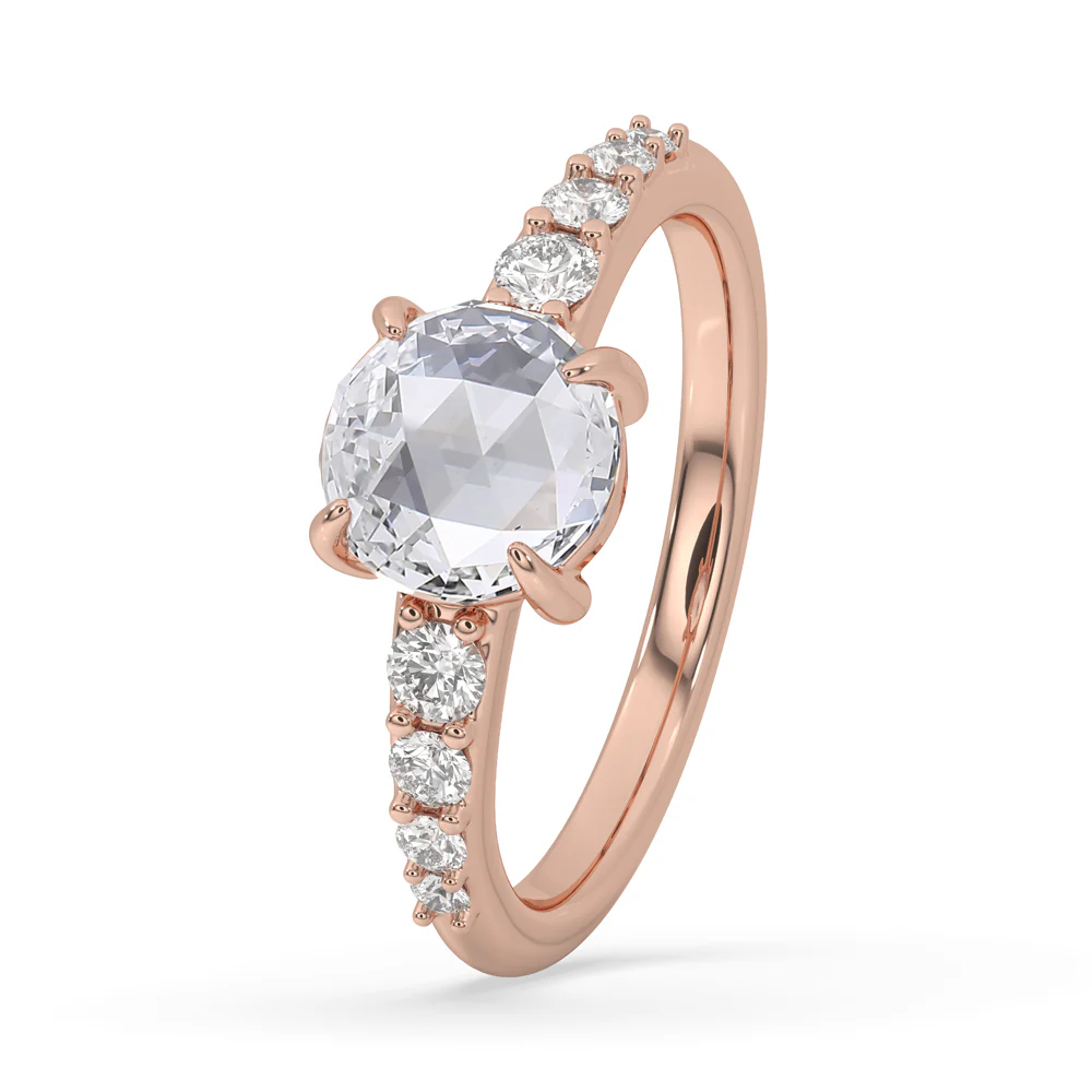 Rose Gold Engagement Ring With Round Rose Cut Diamond - Image 3