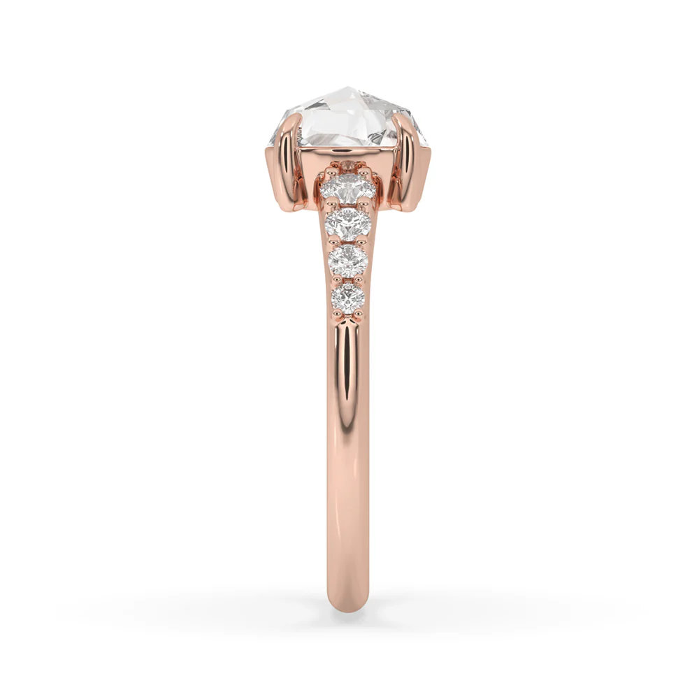 Rose Gold Engagement Ring With Round Rose Cut Diamond - Image 4
