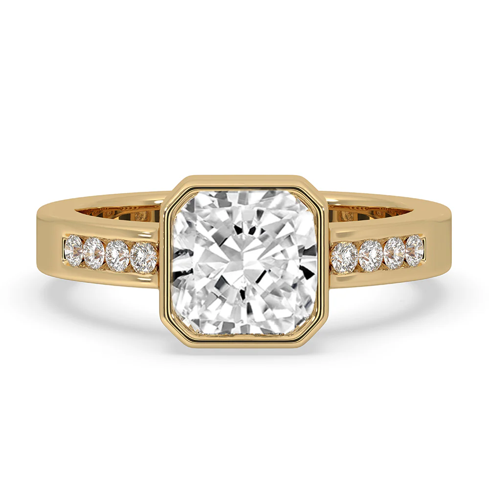 Radiant Cut Diamond Engagement Ring In Bezel Setting