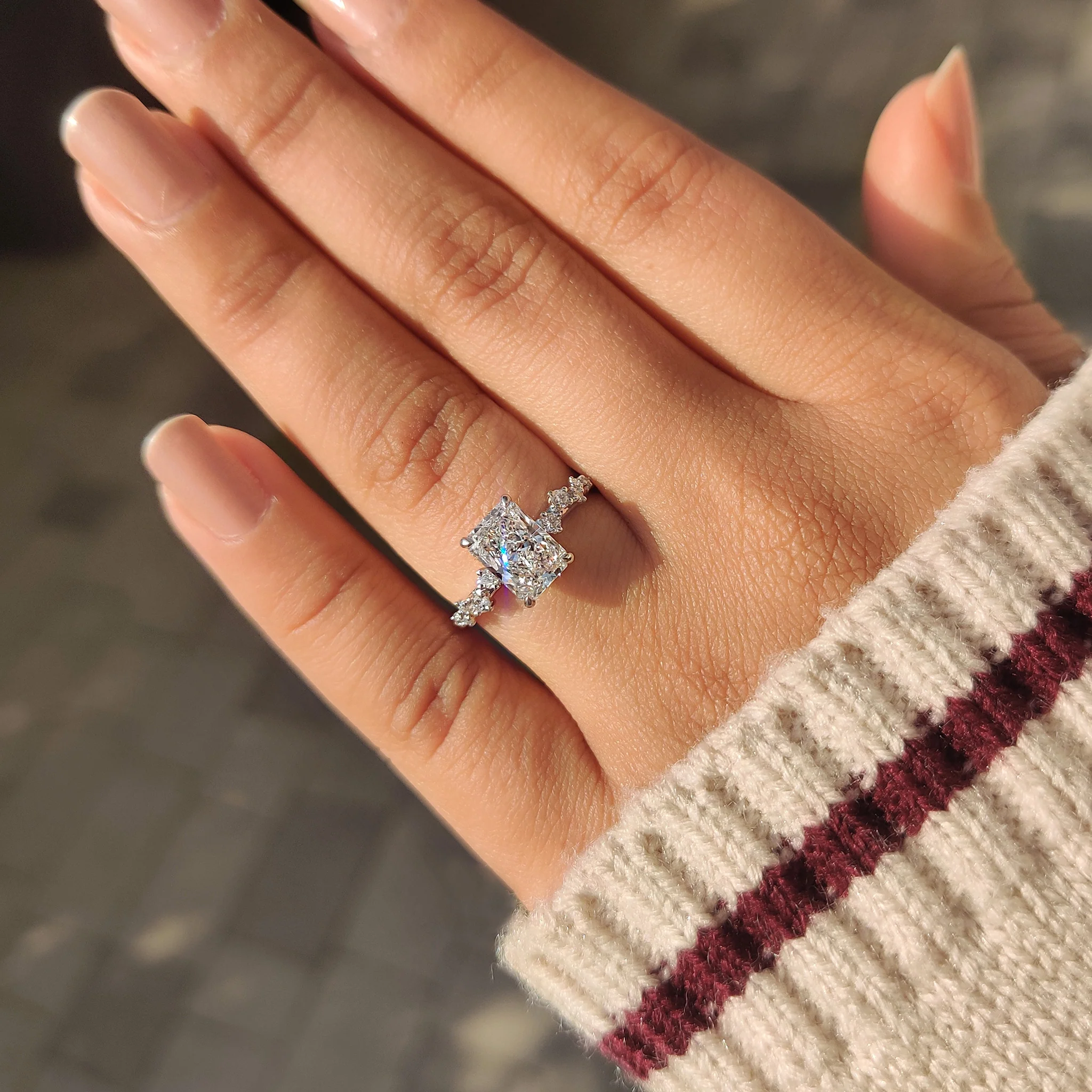 Radiant Cut Diamond Ring in Cluster Setting - Image 5