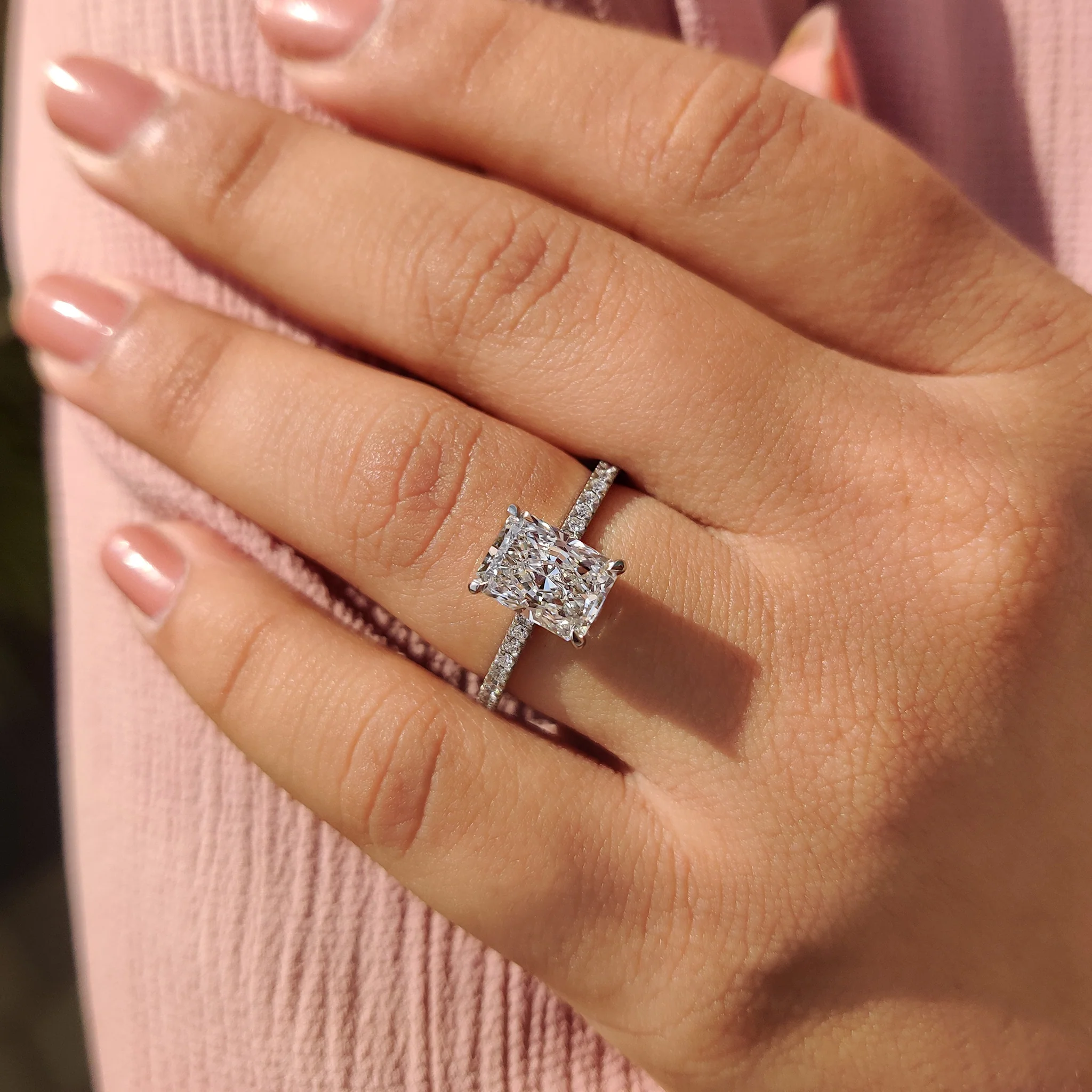 Radiant Cut Engagement Ring In Cathedral Setting - Image 8