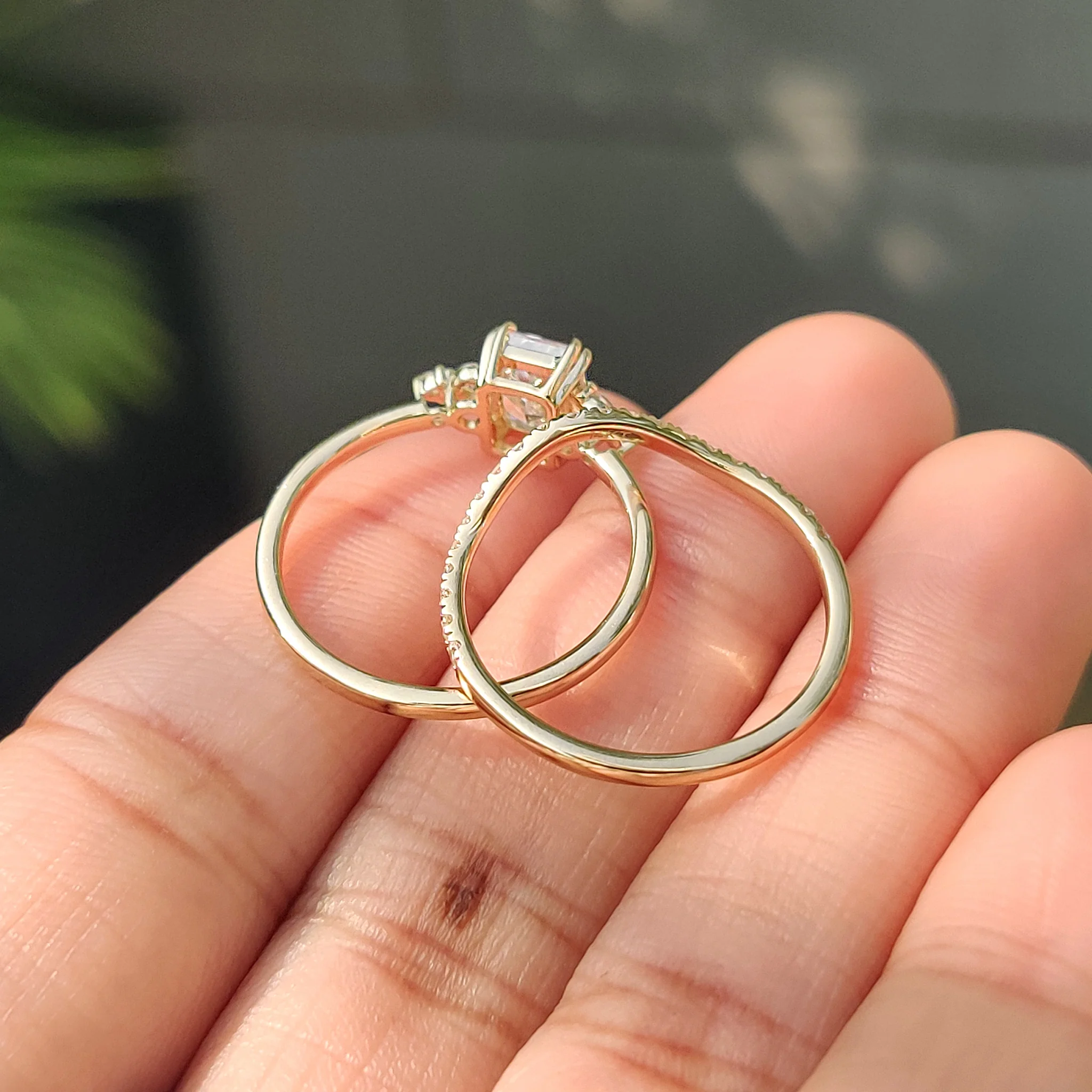 Radiant Cut Engagement Ring With Wedding Band - Image 6