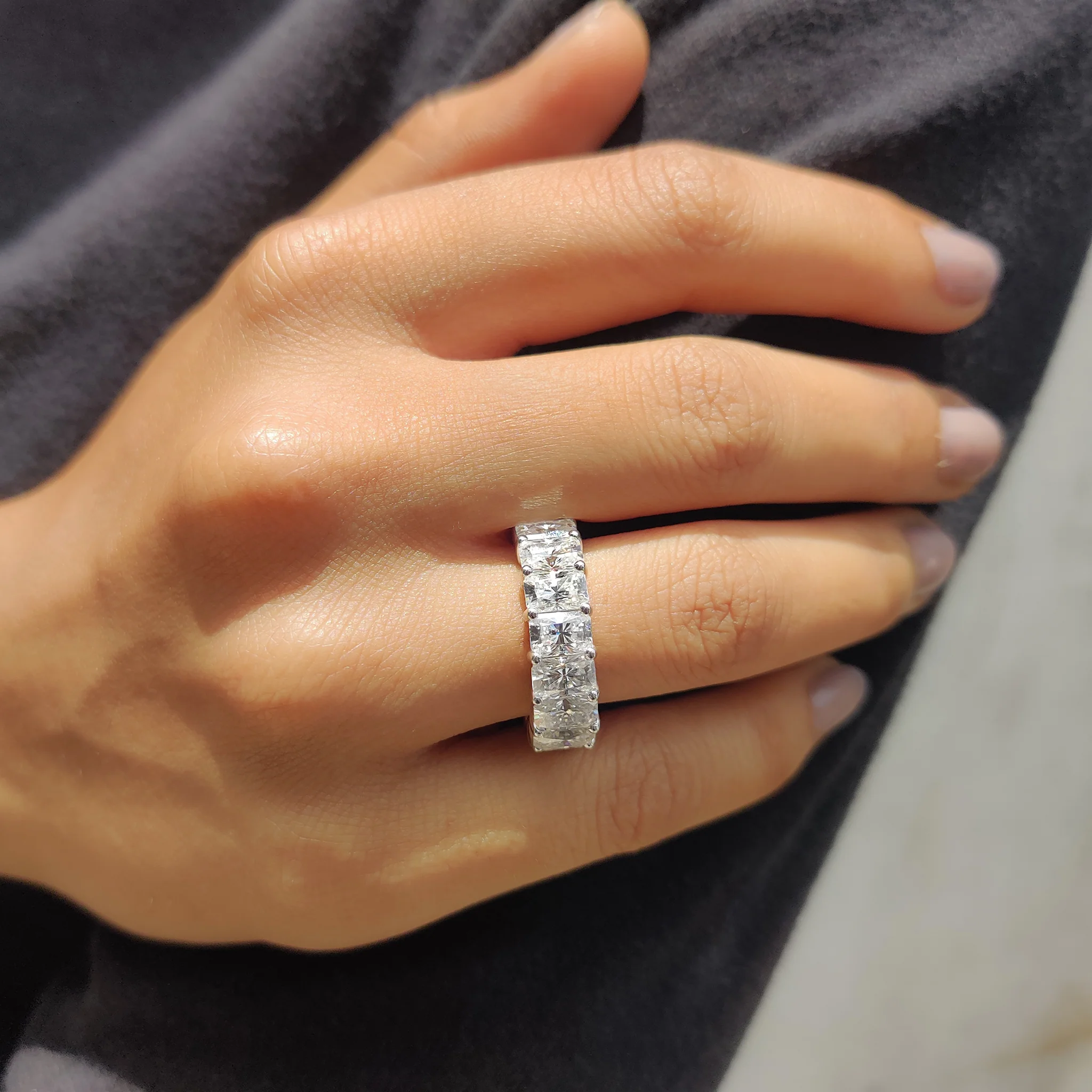 Radiant Cut Eternity Band With Prong Set Moissanite - Image 7