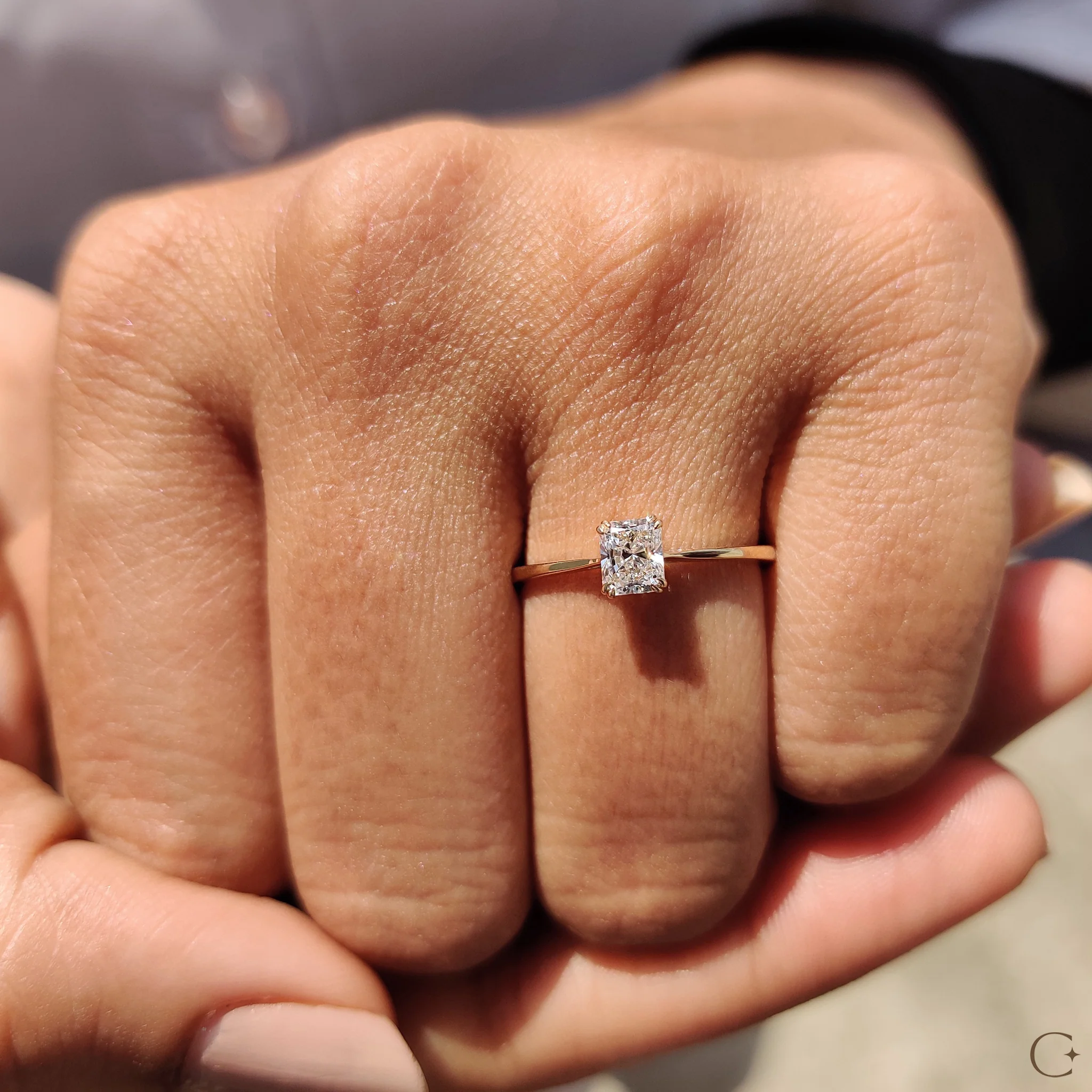 Radiant Cut Gold Engagement Ring in Solitaire Style - Image 9