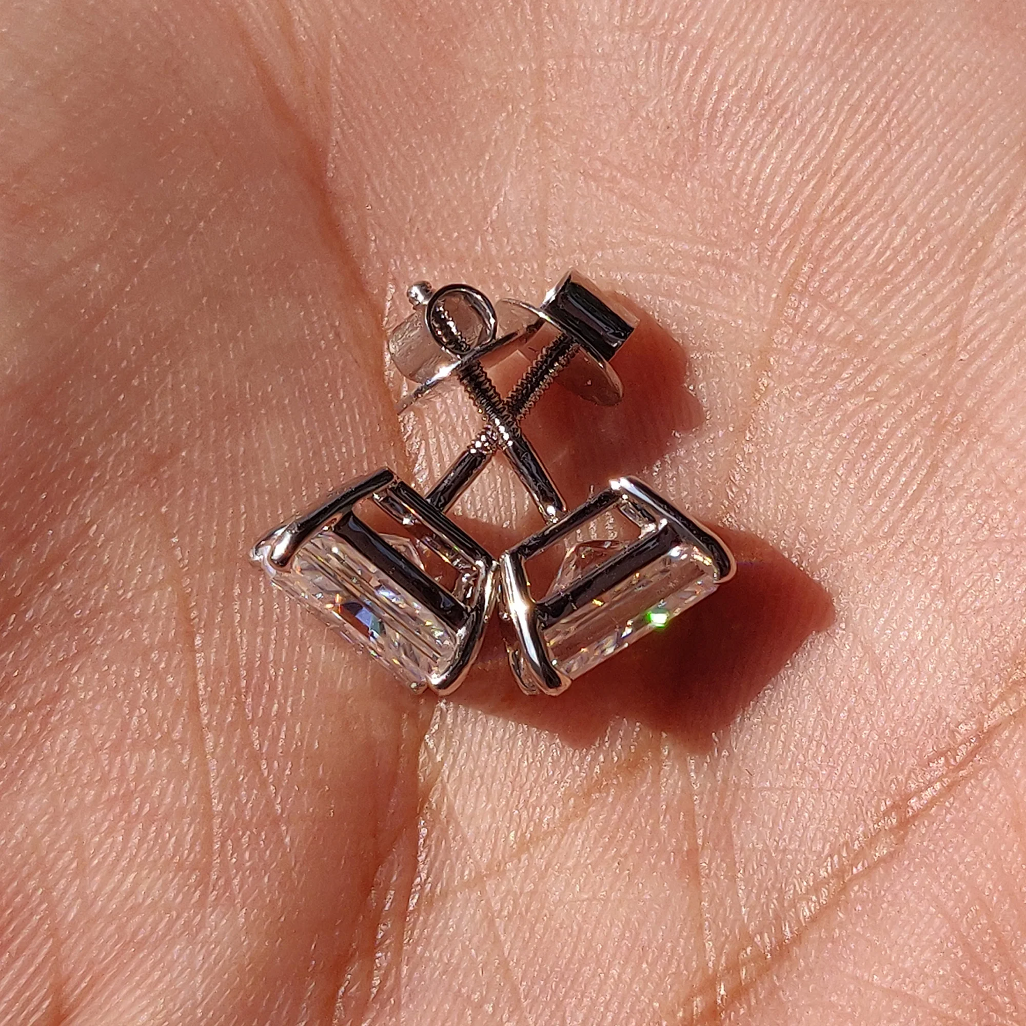 Radiant Cut Moissanite Earrings with Stud Design - Image 6
