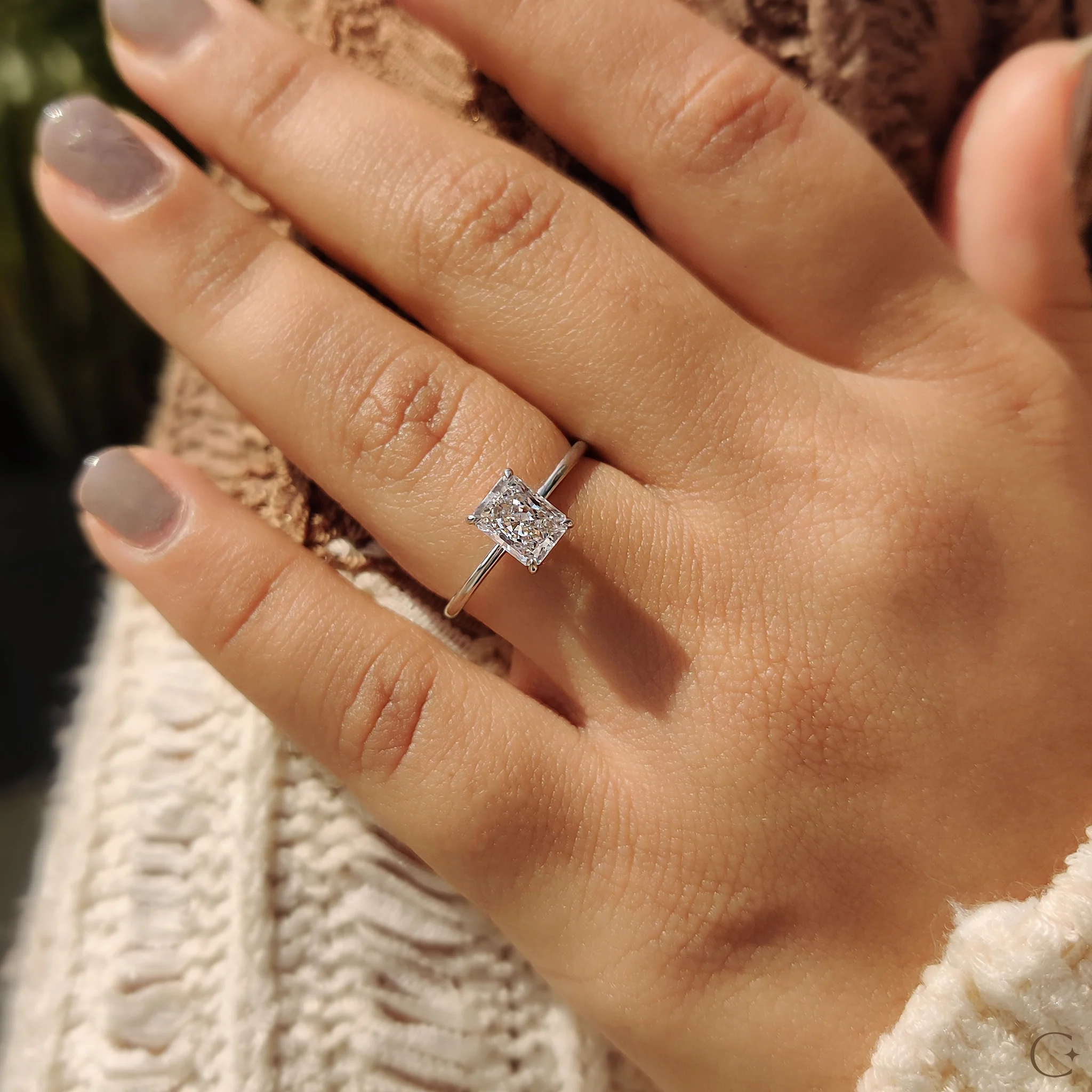 Radiant Cut Solitaire Ring With Secure Claw Prongs - Image 3