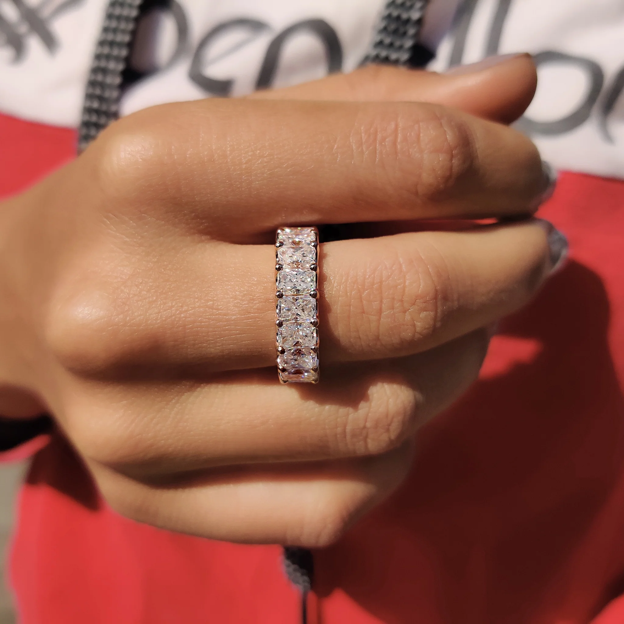 Radiant Cut Wedding Band - Full Eternity Setting - Image 2
