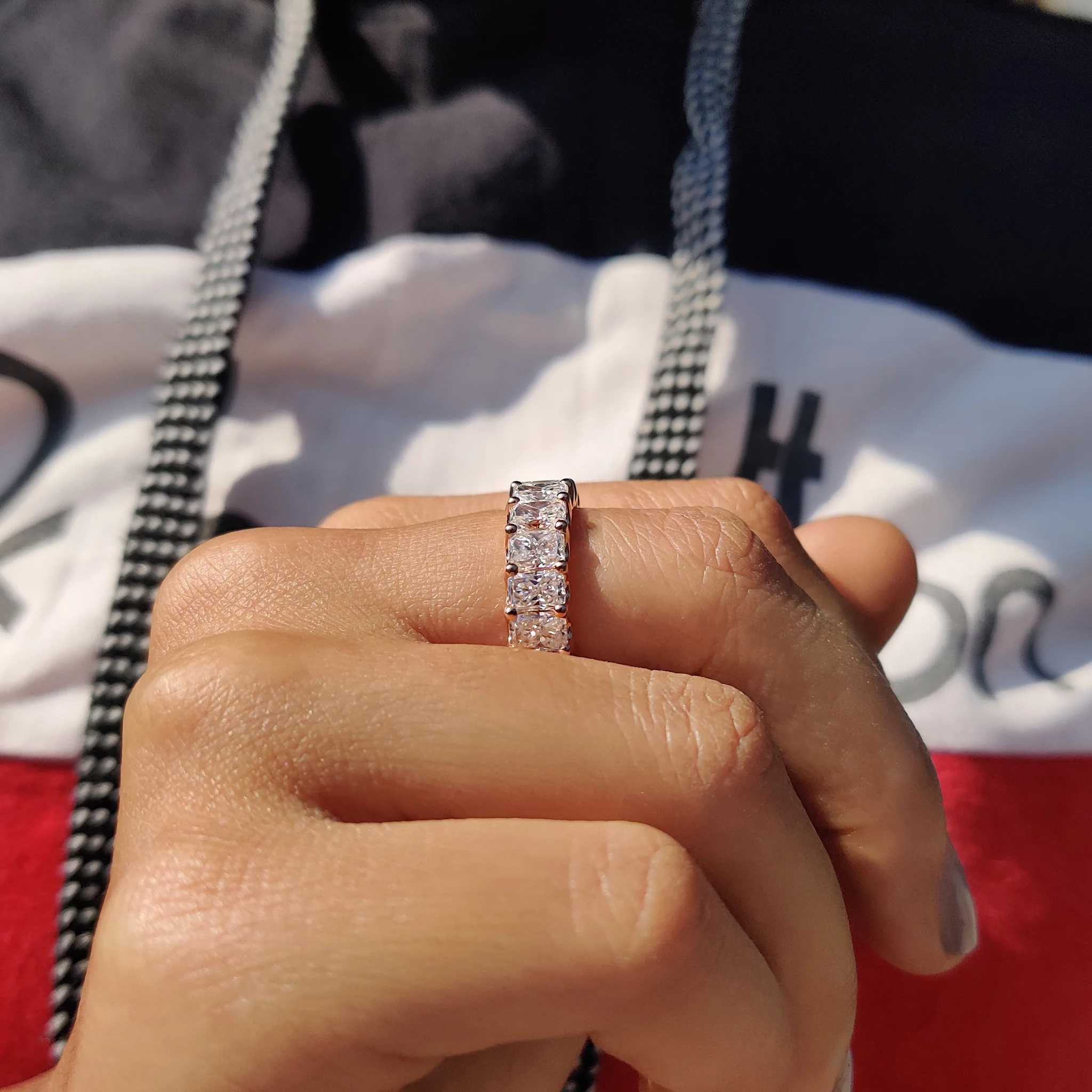 Radiant Cut Wedding Band - Full Eternity Setting - Image 3