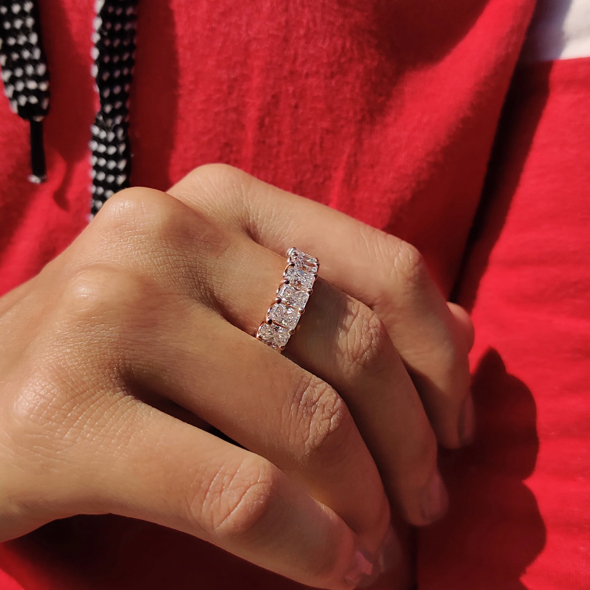 Radiant Cut Wedding Band - Full Eternity Setting - Image 5