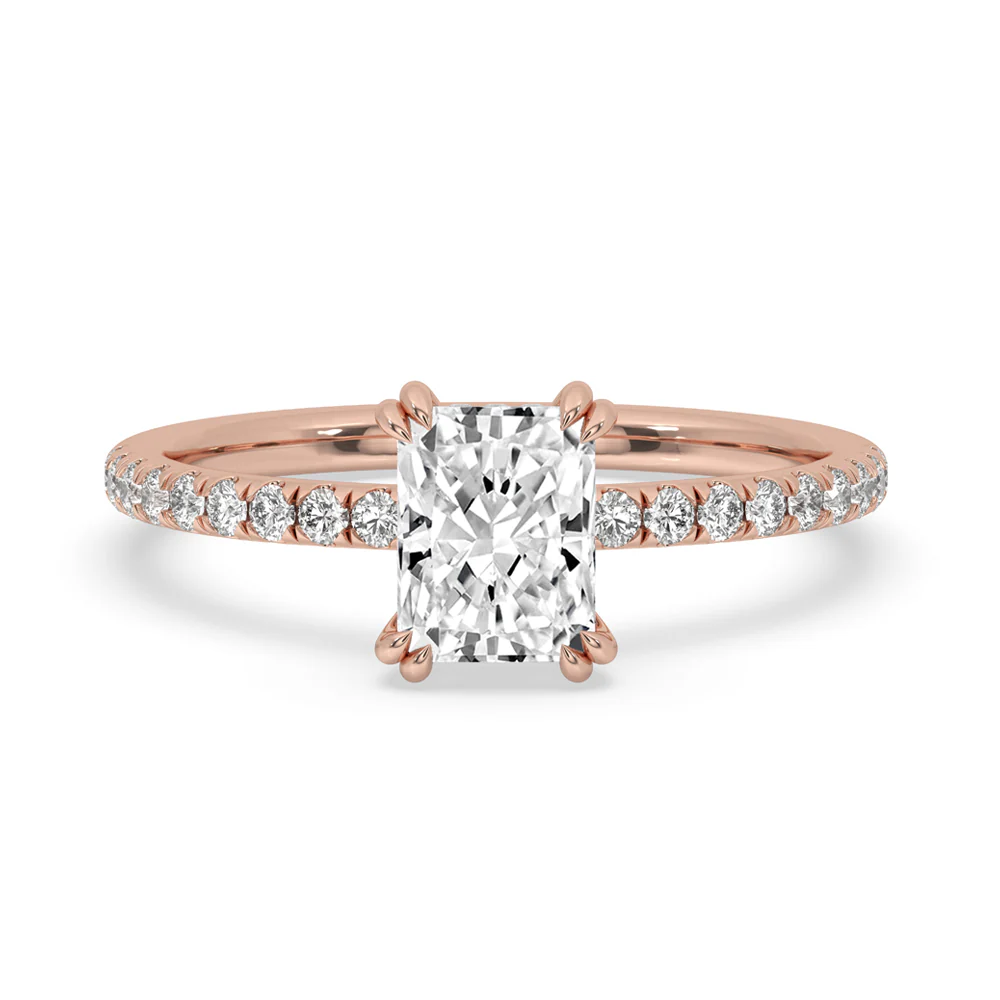 Radiant Diamond Cut Ring in Dazzling Pave Setting