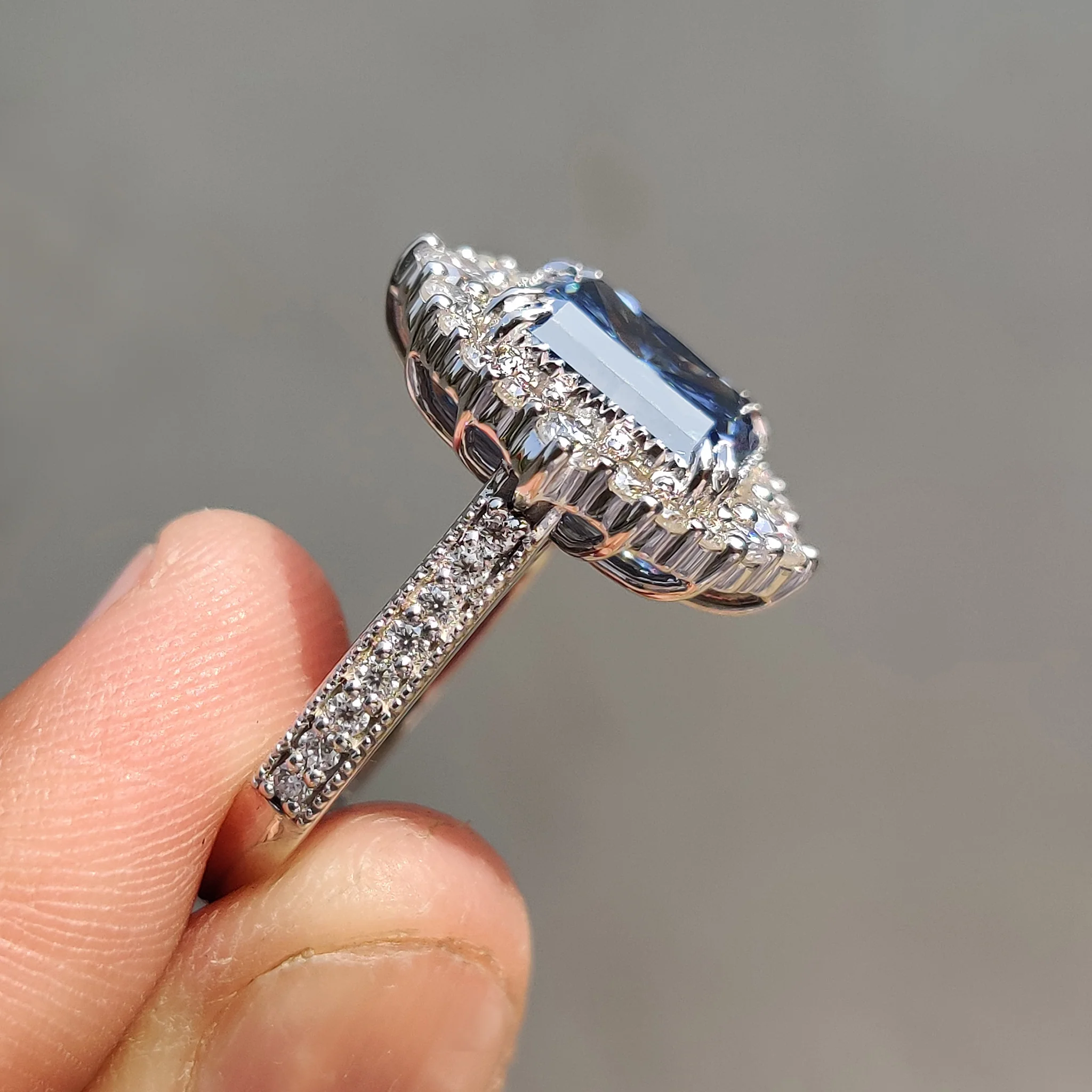 Radiant Halo Engagement Ring With Cathedral Setting - Image 3