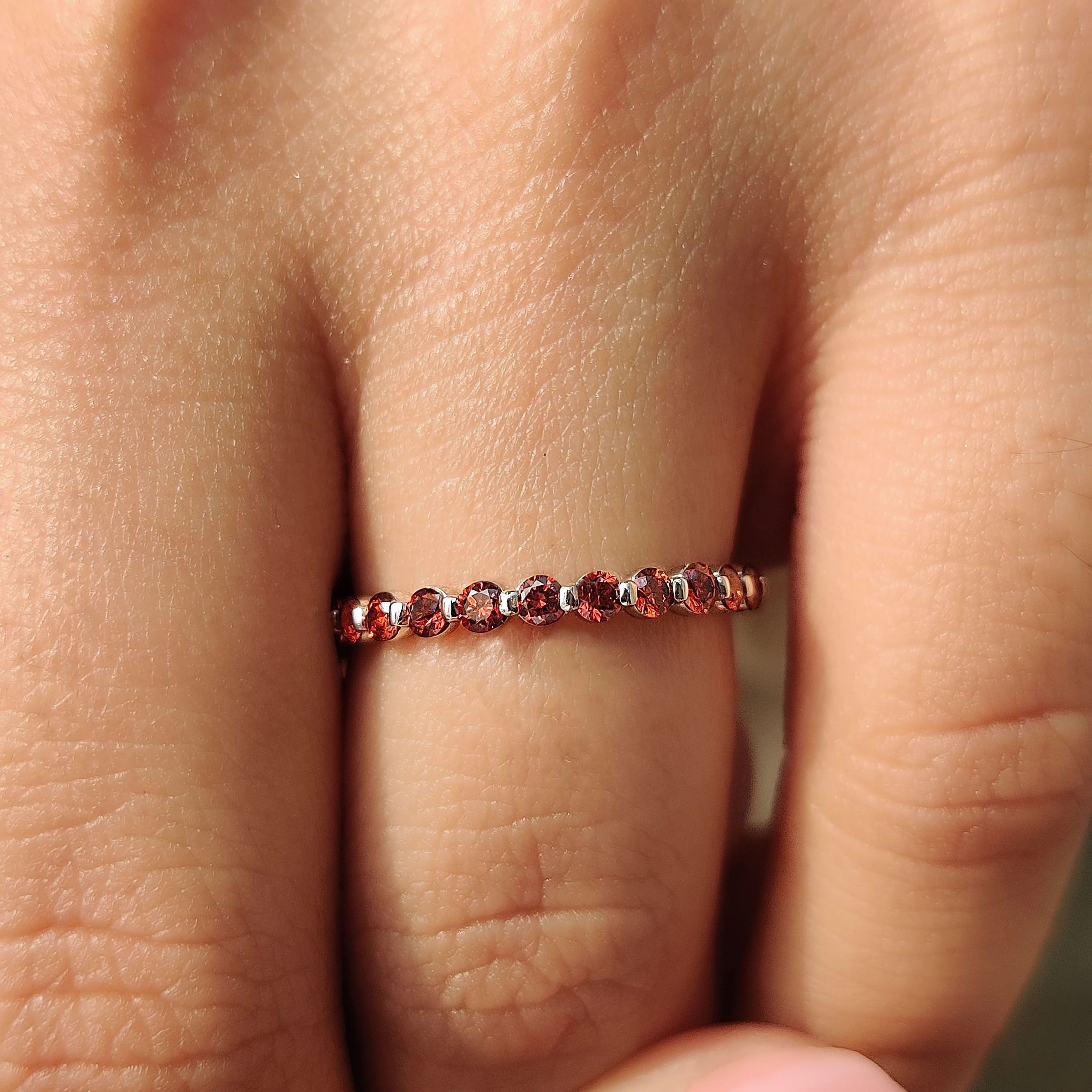 Red Diamond Wedding Band In Eternity Style