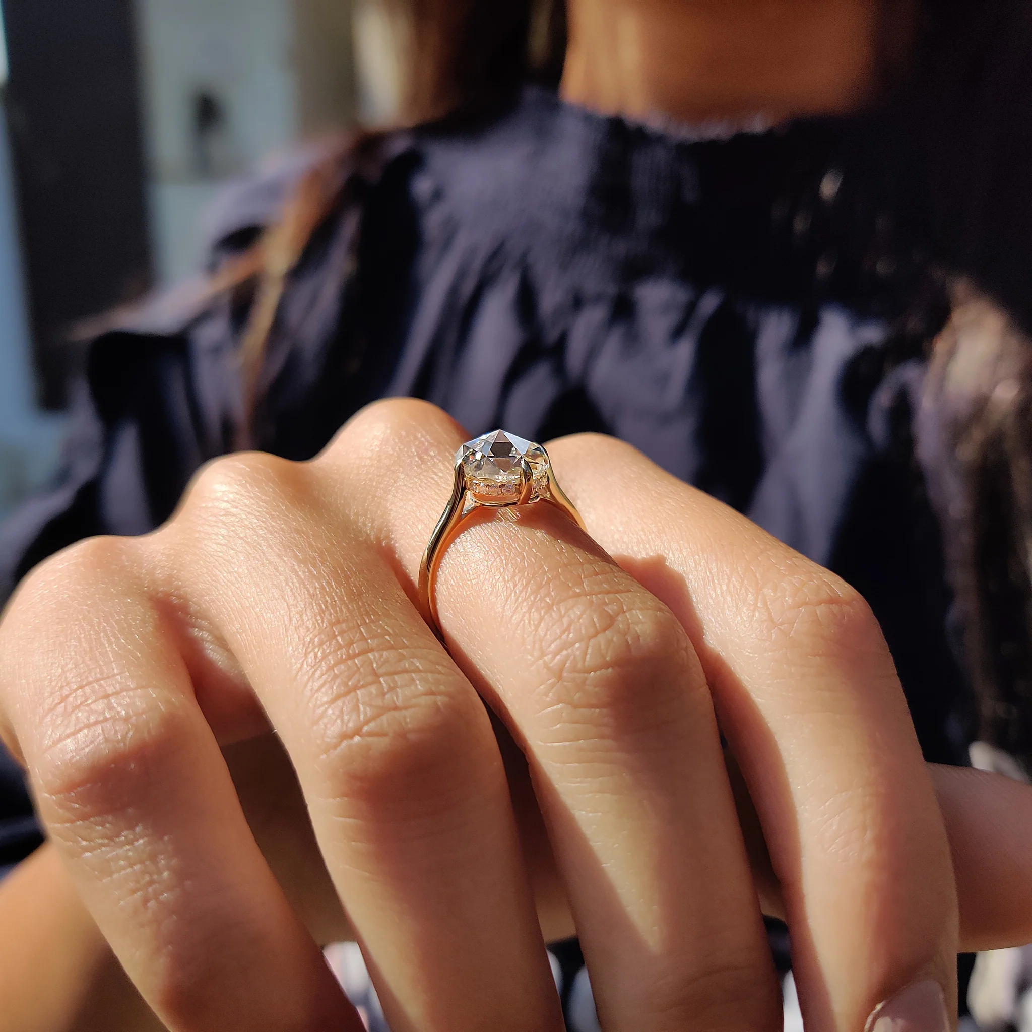 Cushion Rose Cut Solitaire Engagement Ring - Image 4