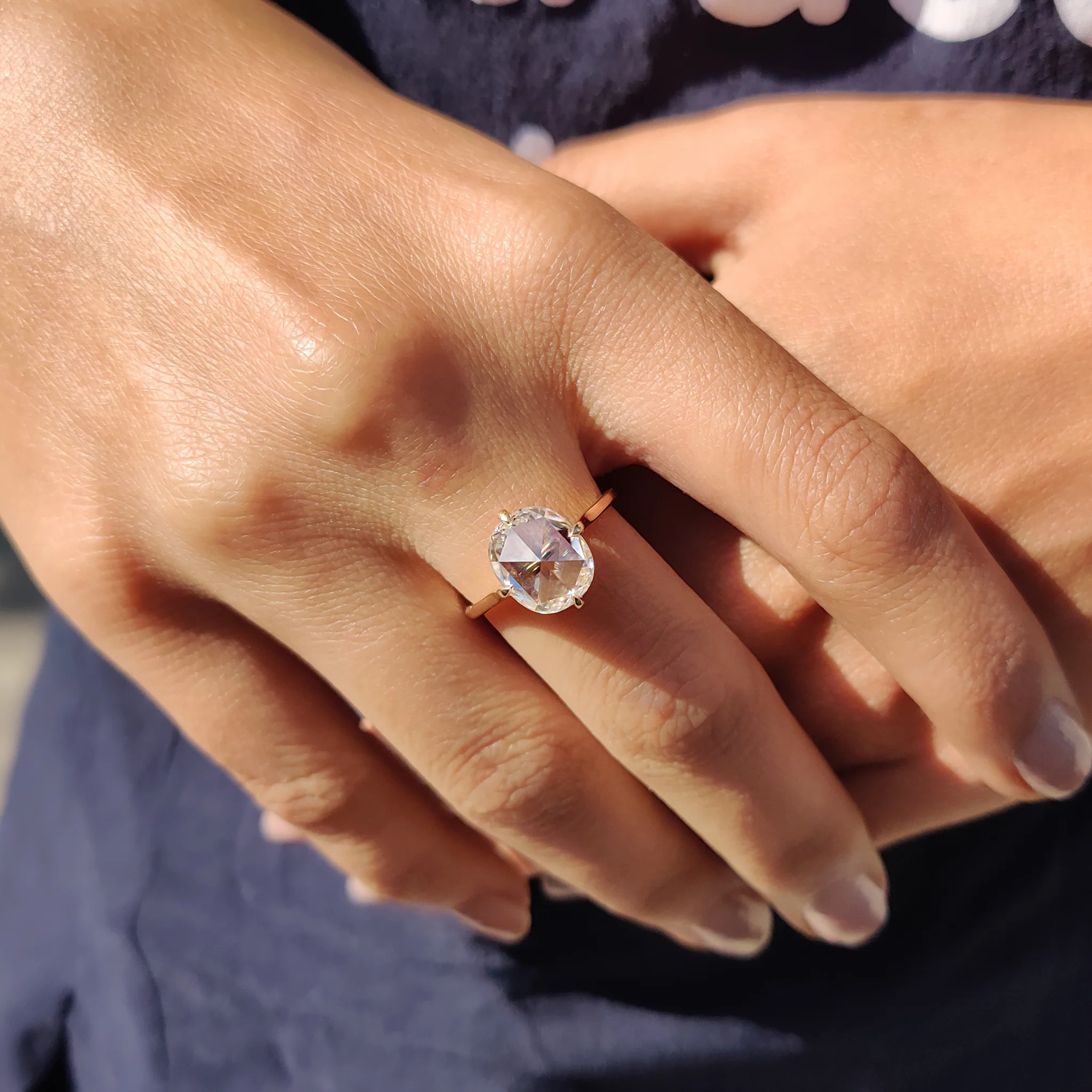 Cushion Rose Cut Solitaire Engagement Ring - Image 5