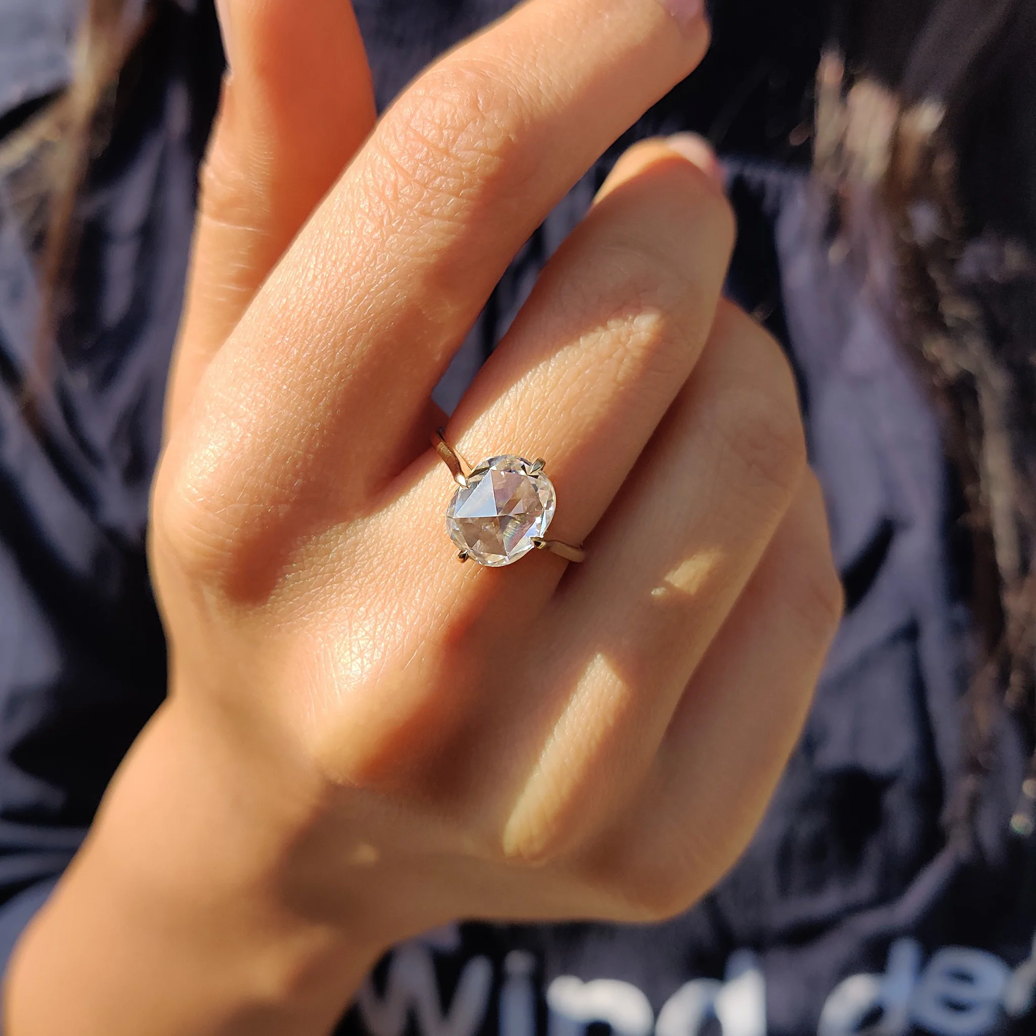 Cushion Rose Cut Solitaire Engagement Ring - Image 7