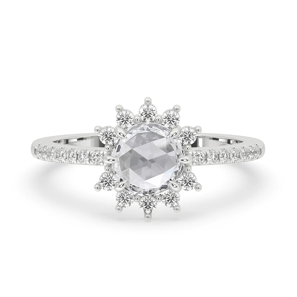 Rose Cut Engagement Ring - Halo Setting