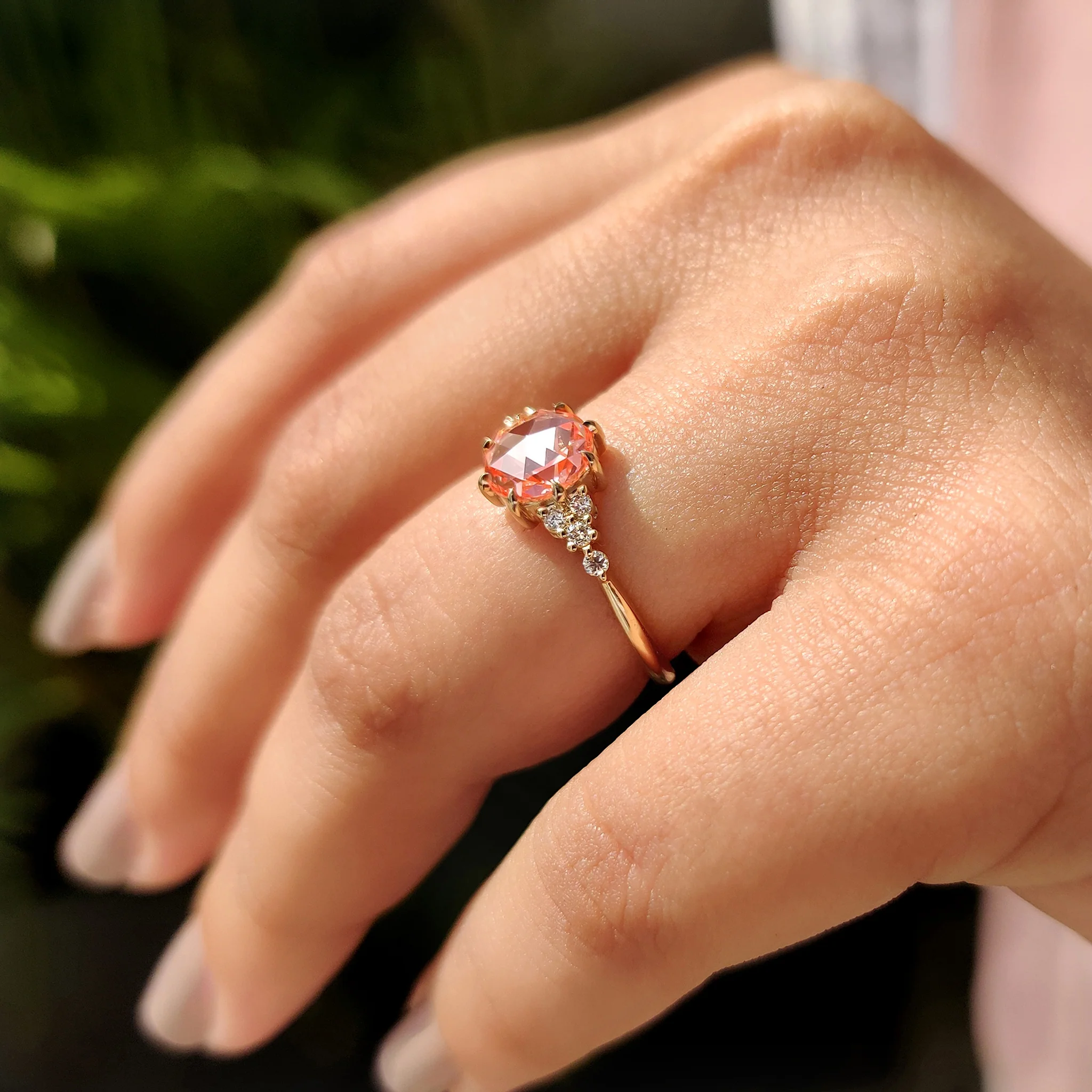 Rose Cut Pink Diamond Engagement Ring With Muse Setting - Image 6