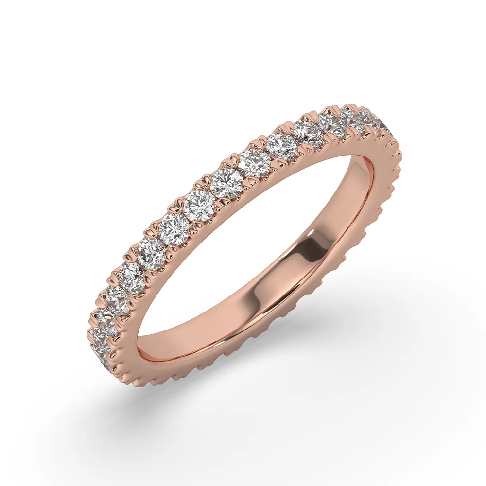 Rose Gold Diamond Eternity Band With Round Cut - Image 4