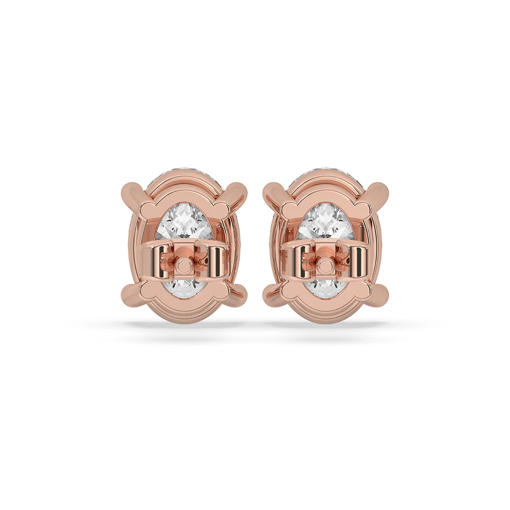 Rose Gold Oval Cut Diamond Earrings - Image 3