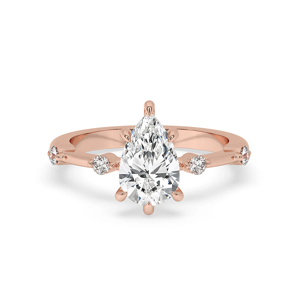 Rose Gold Pear Cut Diamond Ring