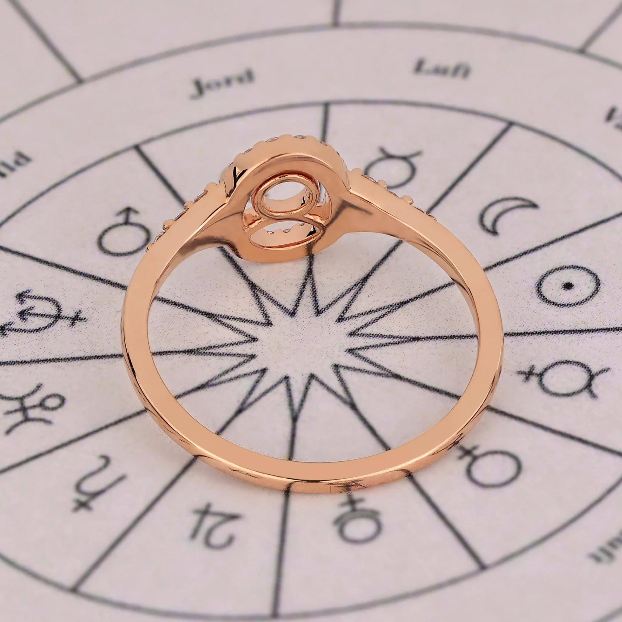 Rose Gold Taurus Ring With Halo Design - Image 6