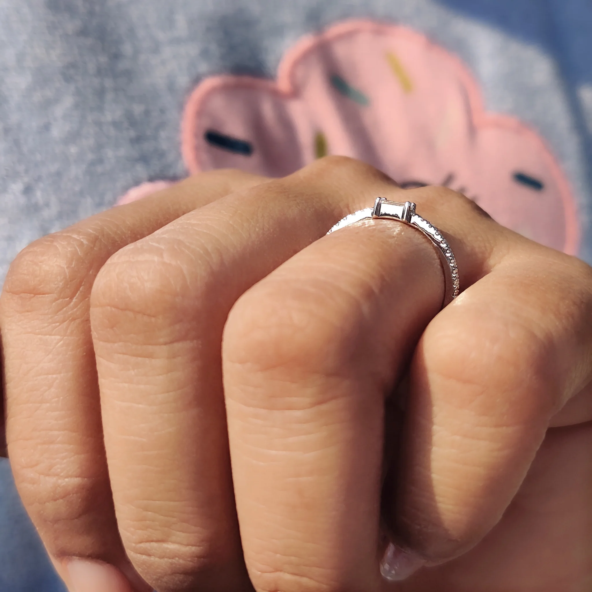 Round And Baguette Diamond Band In Half Eternity Style - Image 4