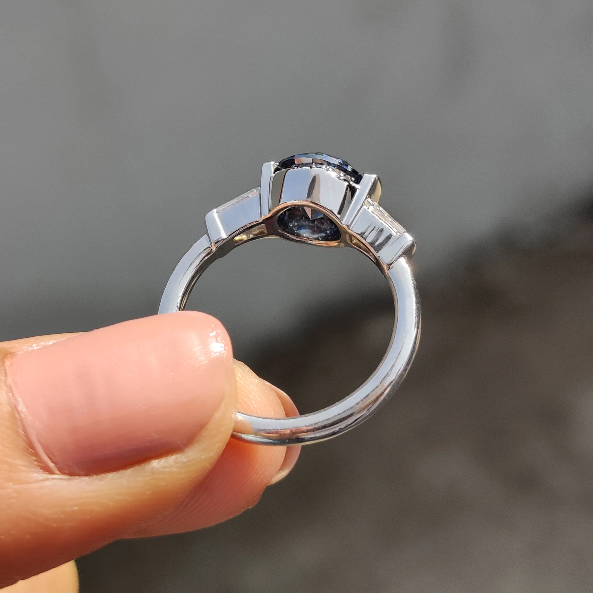 Round And Tapered Baguette Three Stone Engagement Ring - Image 7