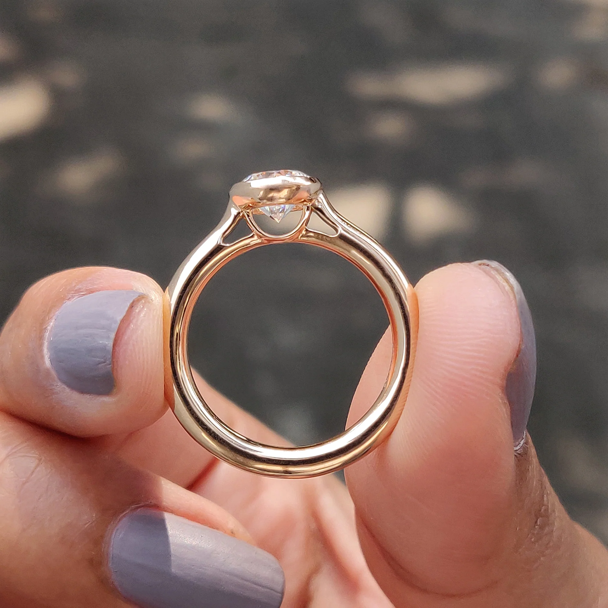 Round Bezel Engagement Ring In Solitaire Style - Image 5