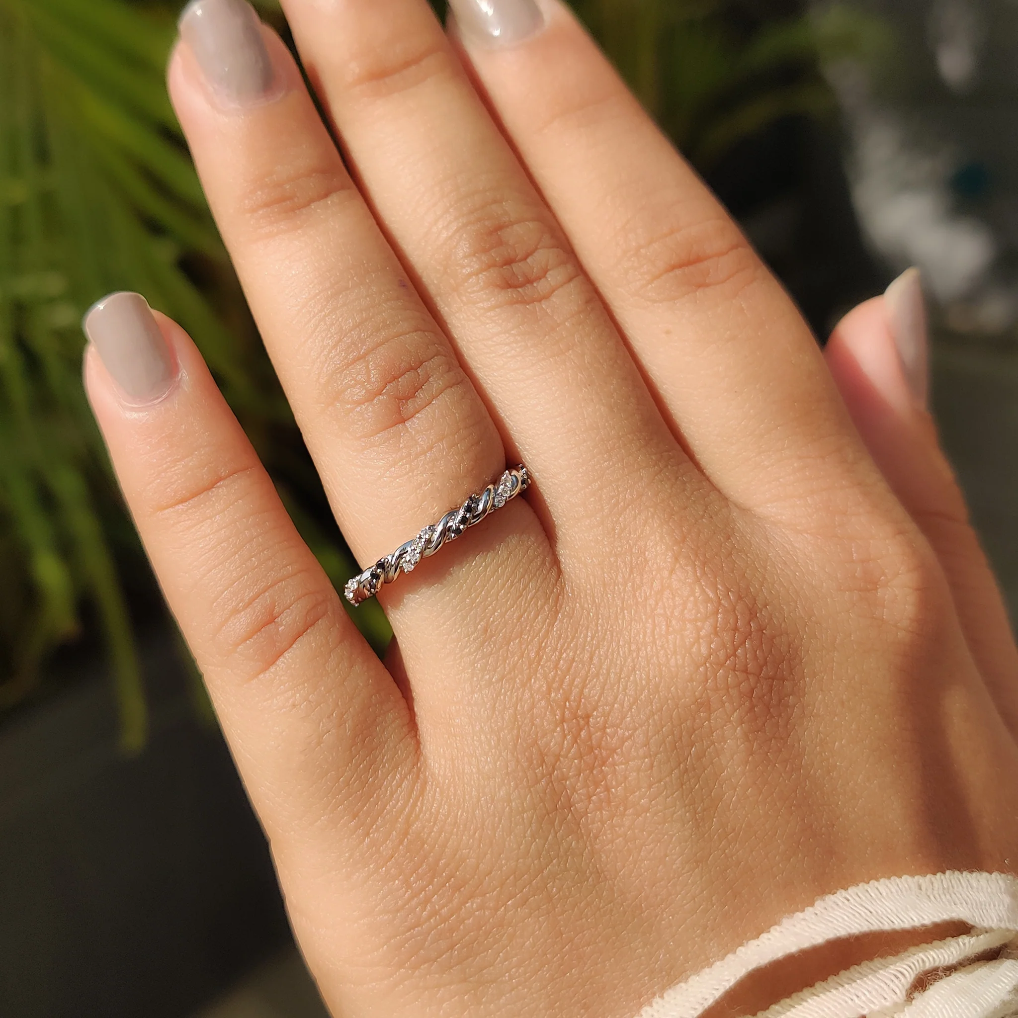 Round Black Moissanite Twisted Wedding Band - Image 4