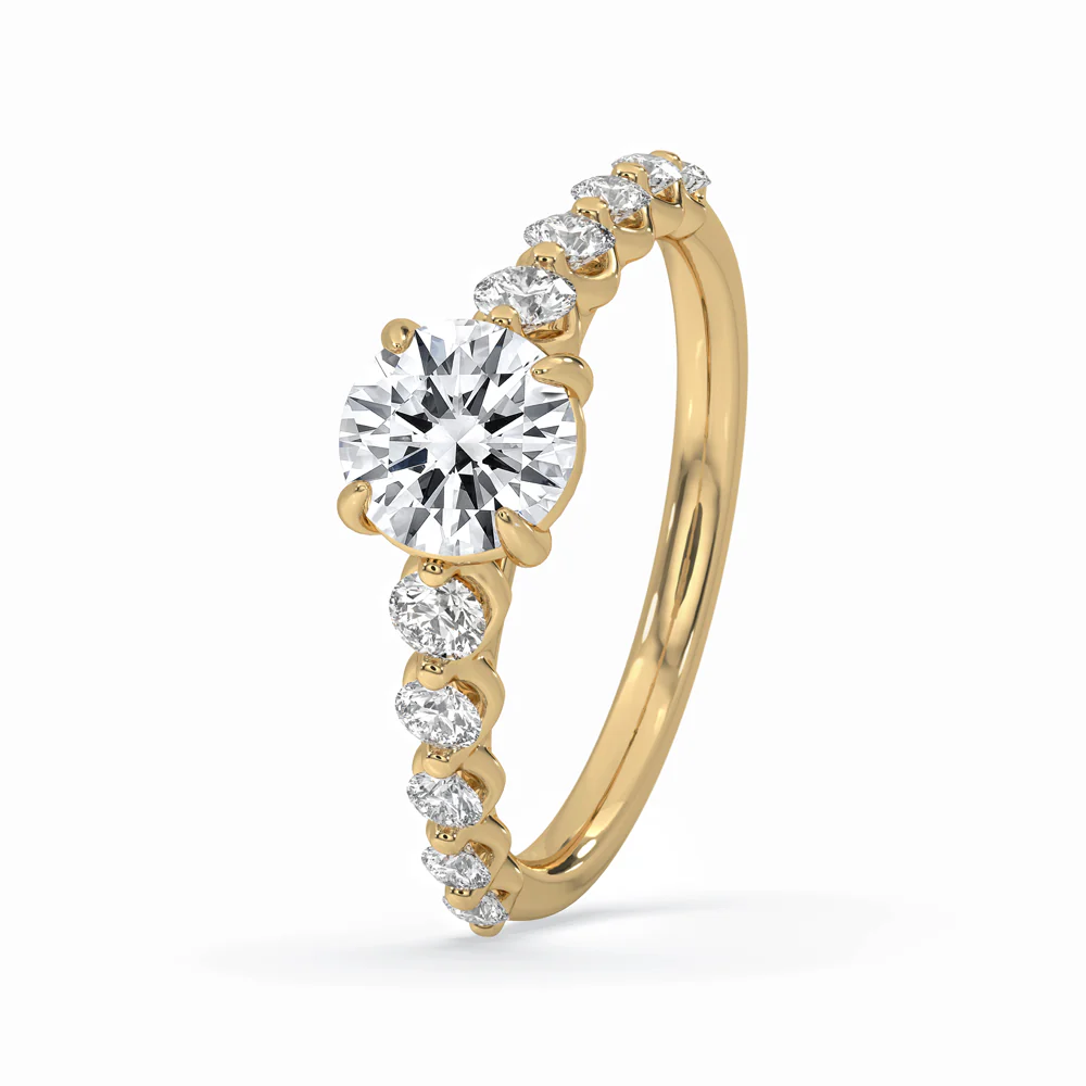 Round Brilliant Cut Diamond Ring with Side Stone - Image 2