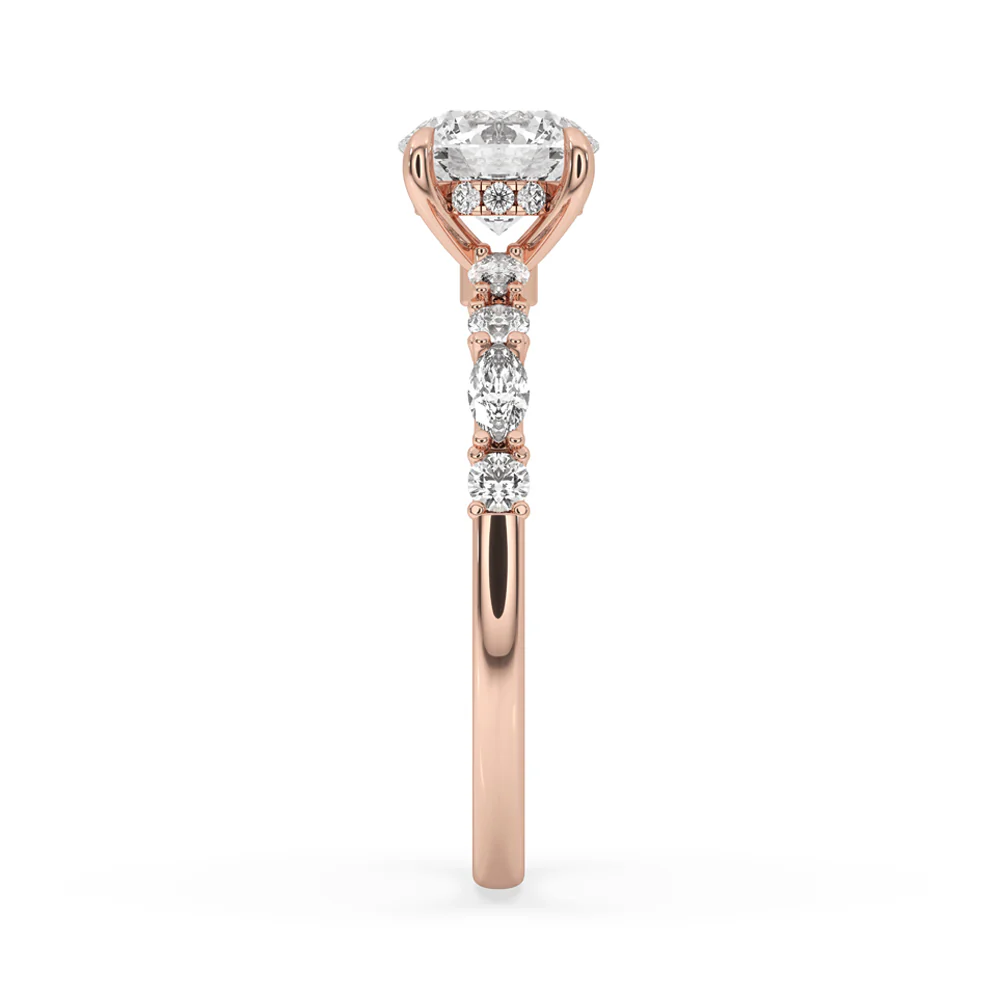 Round Brilliant Cut Diamond Ring in Classic Pave Setting - Image 4