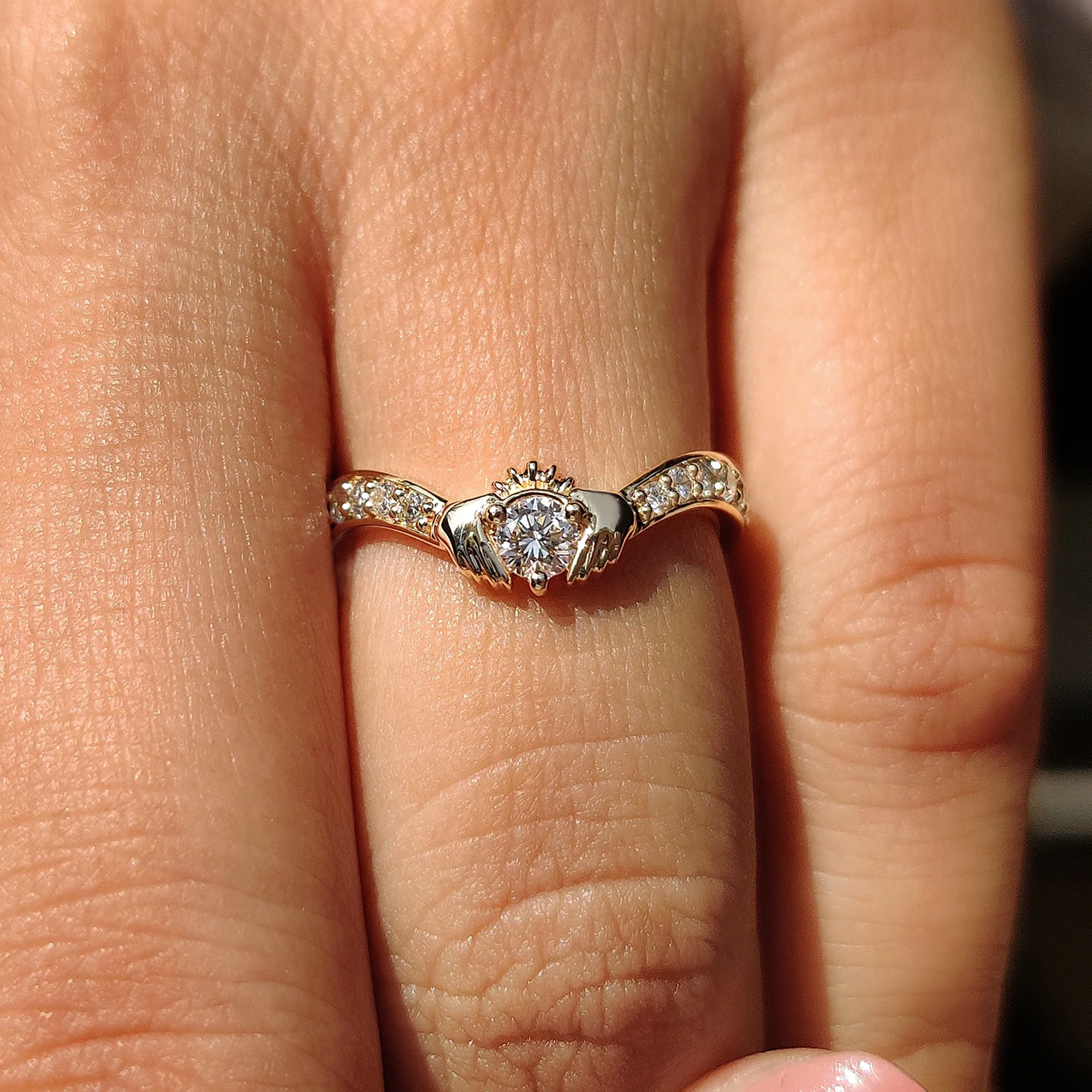 Round Cut Claddagh Engagement Ring - Image 4