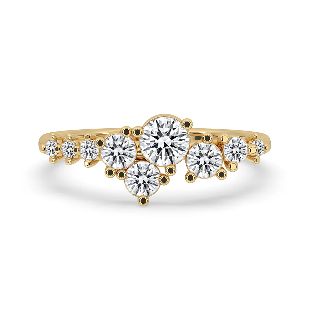 Round Cut Diamond Cluster Wedding Band